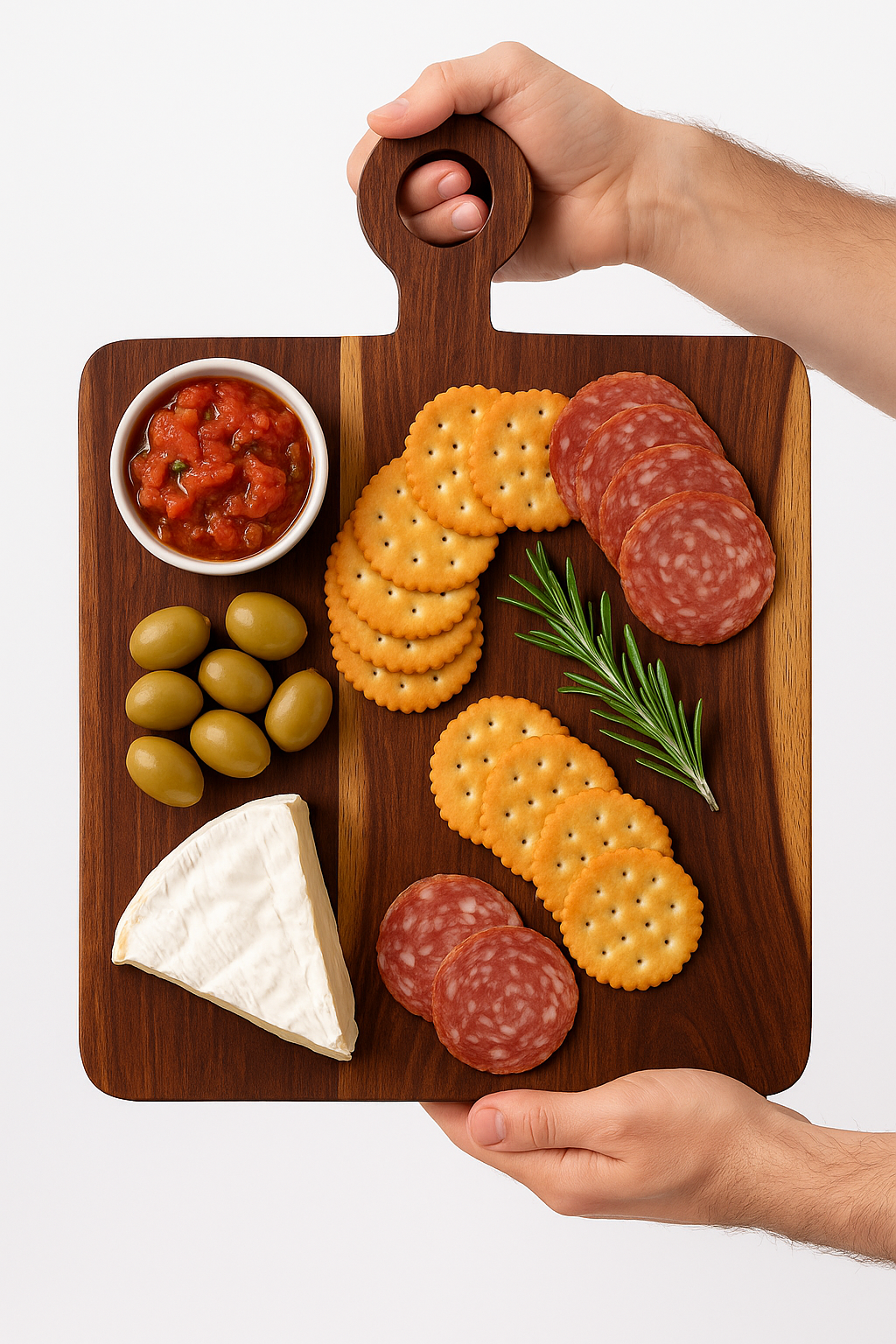 Handcrafted Rosewood Cutting Board with Handle – Premium Wooden Cheese Board for Kitchen, Serving, and Food Prep