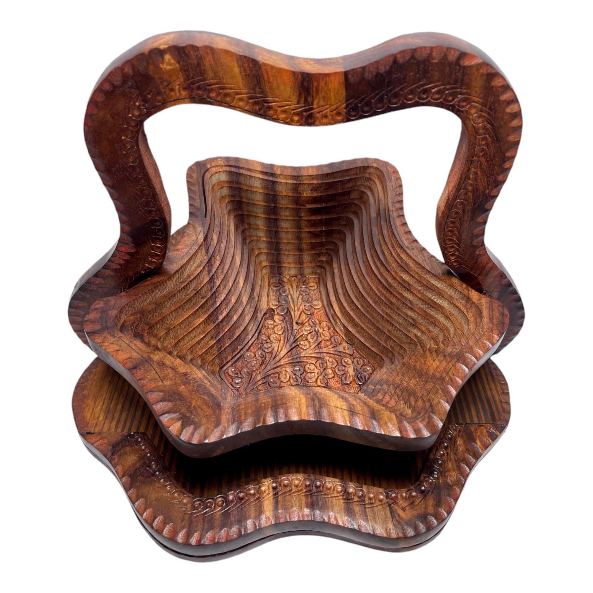 Handcrafted Rosewood Foldable Tray-Trays-BEESARI