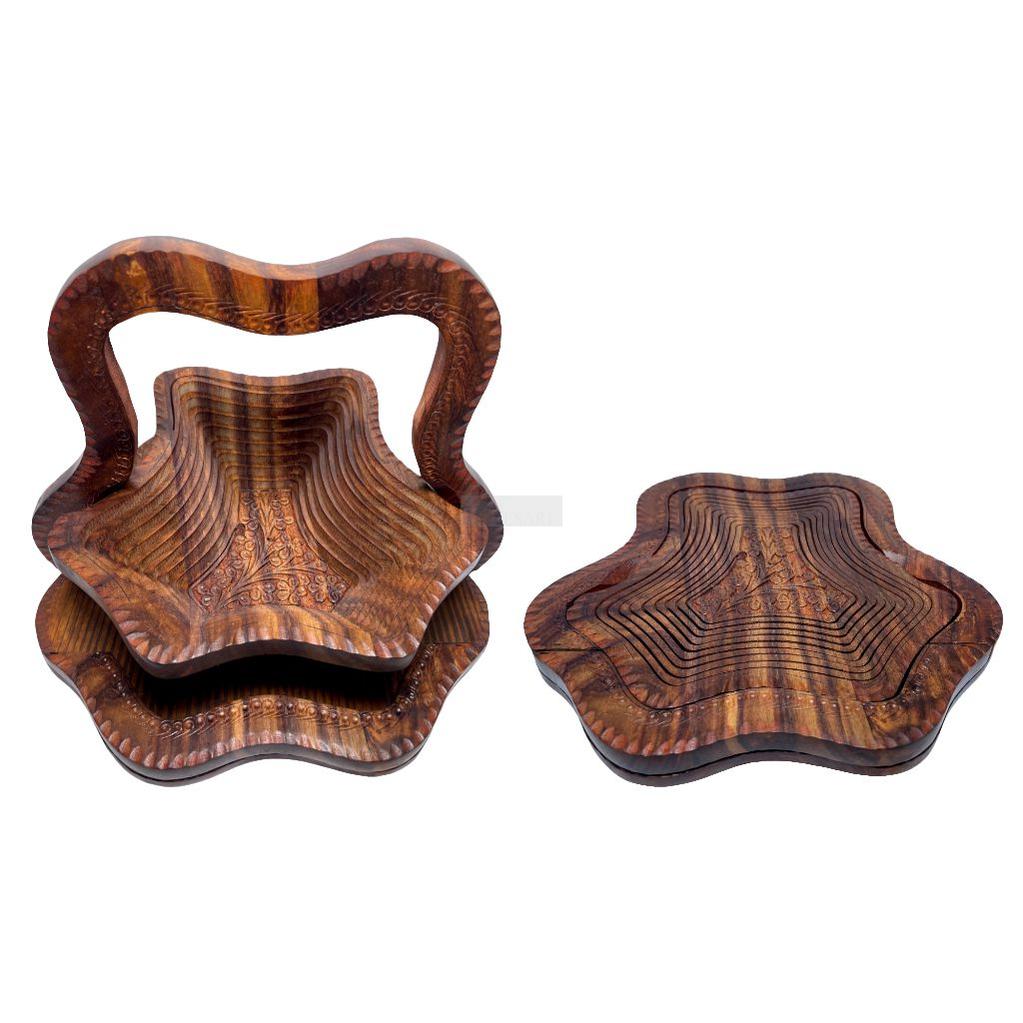 Handcrafted Rosewood Foldable Tray-Trays-BEESARI