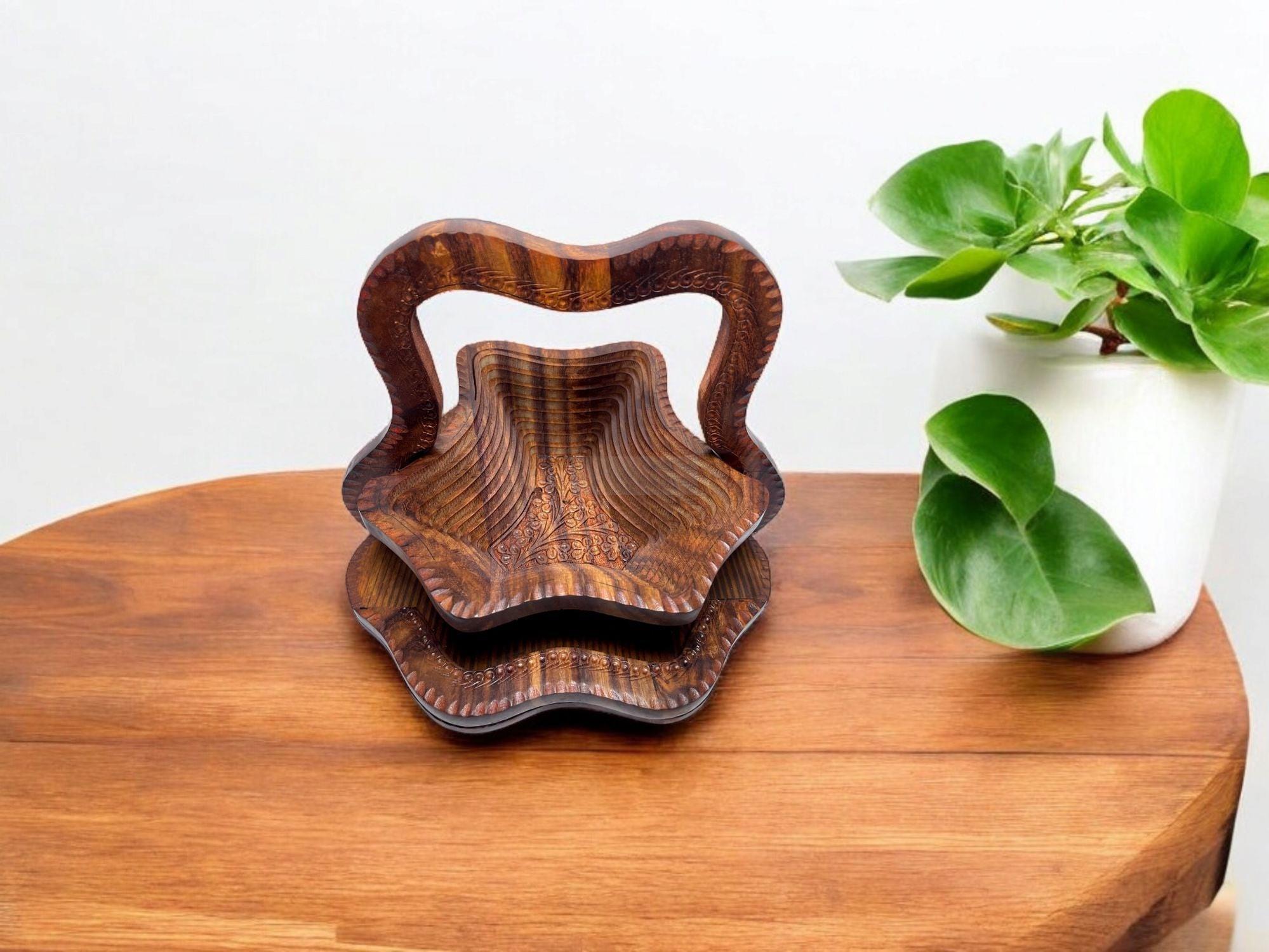 Handcrafted Rosewood Foldable Tray-Trays-BEESARI