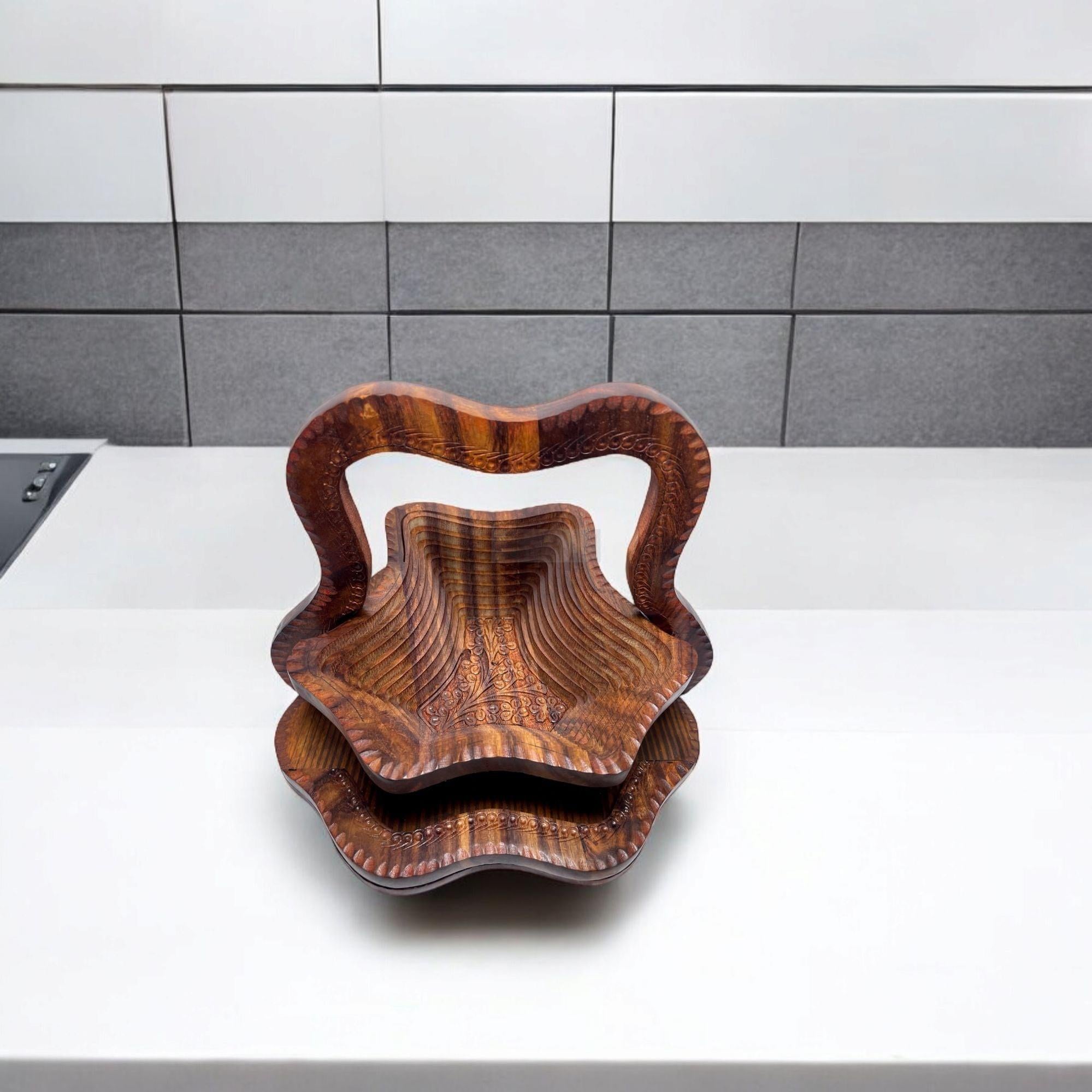 Handcrafted Rosewood Foldable Tray-Trays-BEESARI
