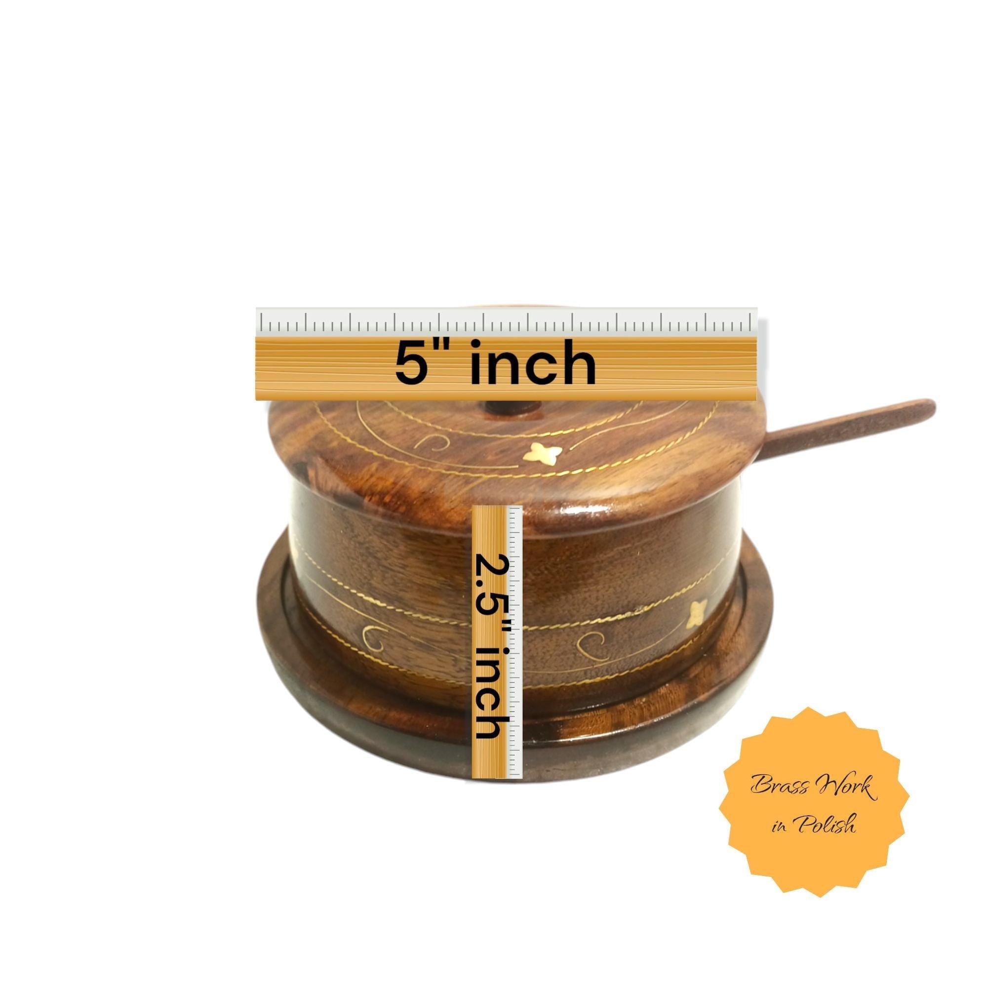 Handcrafted Rosewood Sugar Pot with Spoon-Jars-BEESARI