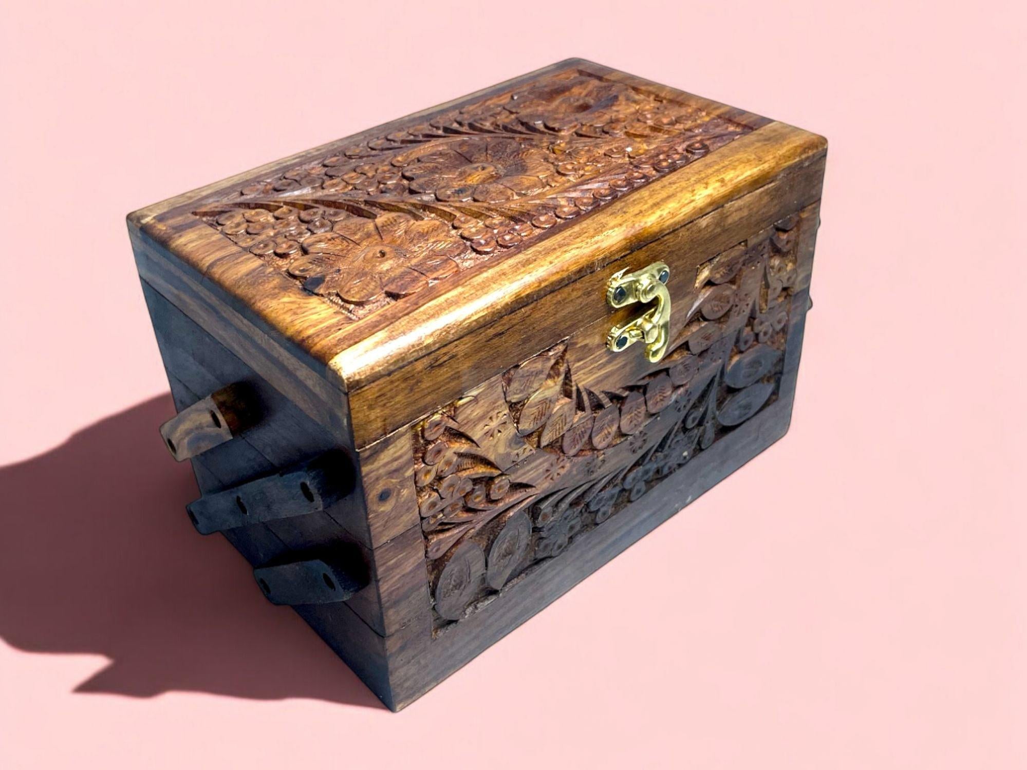 Handcrafted Rosewood Three-Compartment Jewelry Box-Organizer-BEESARI