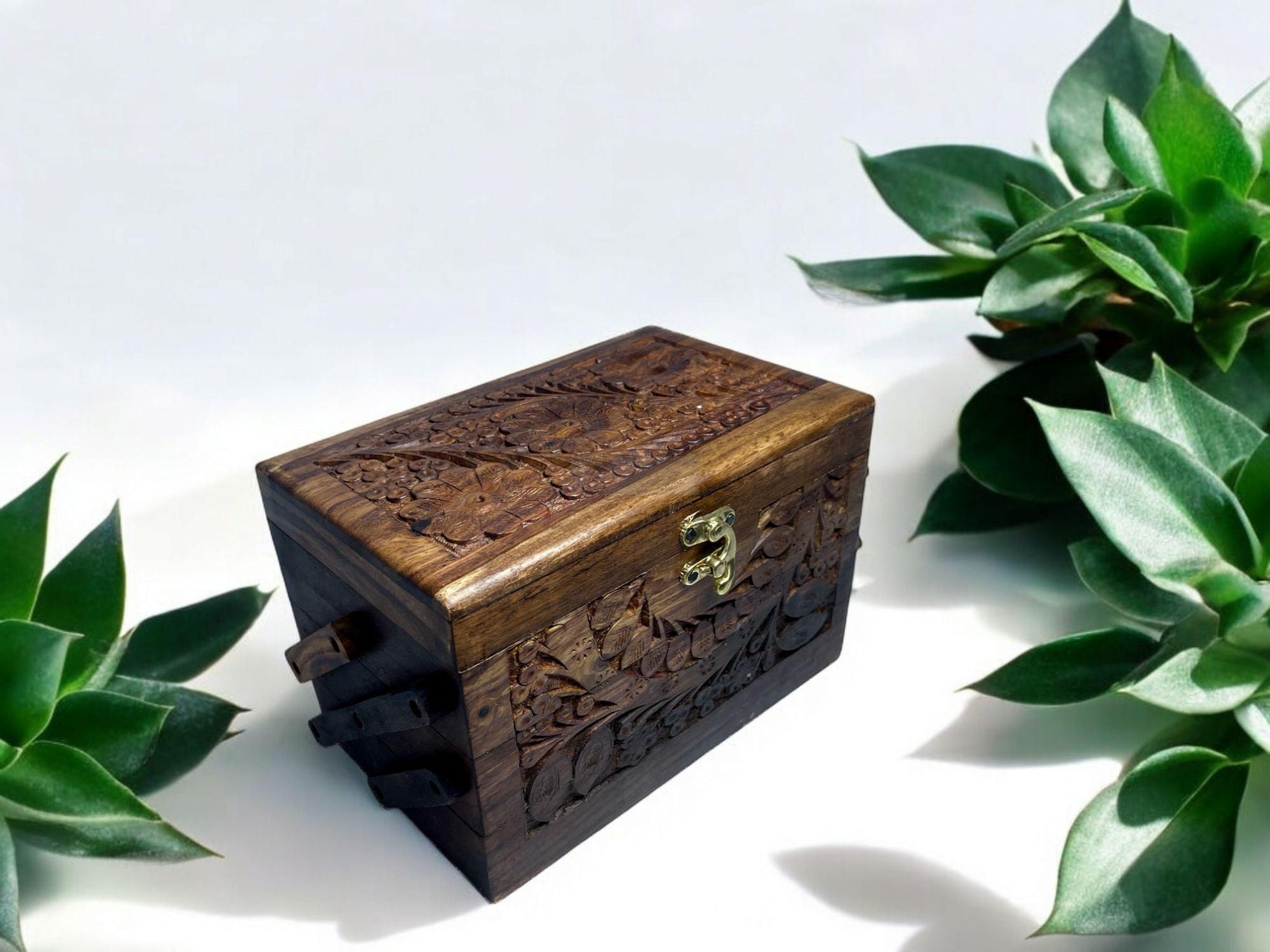 Handcrafted Rosewood Three-Compartment Jewelry Box-Organizer-BEESARI