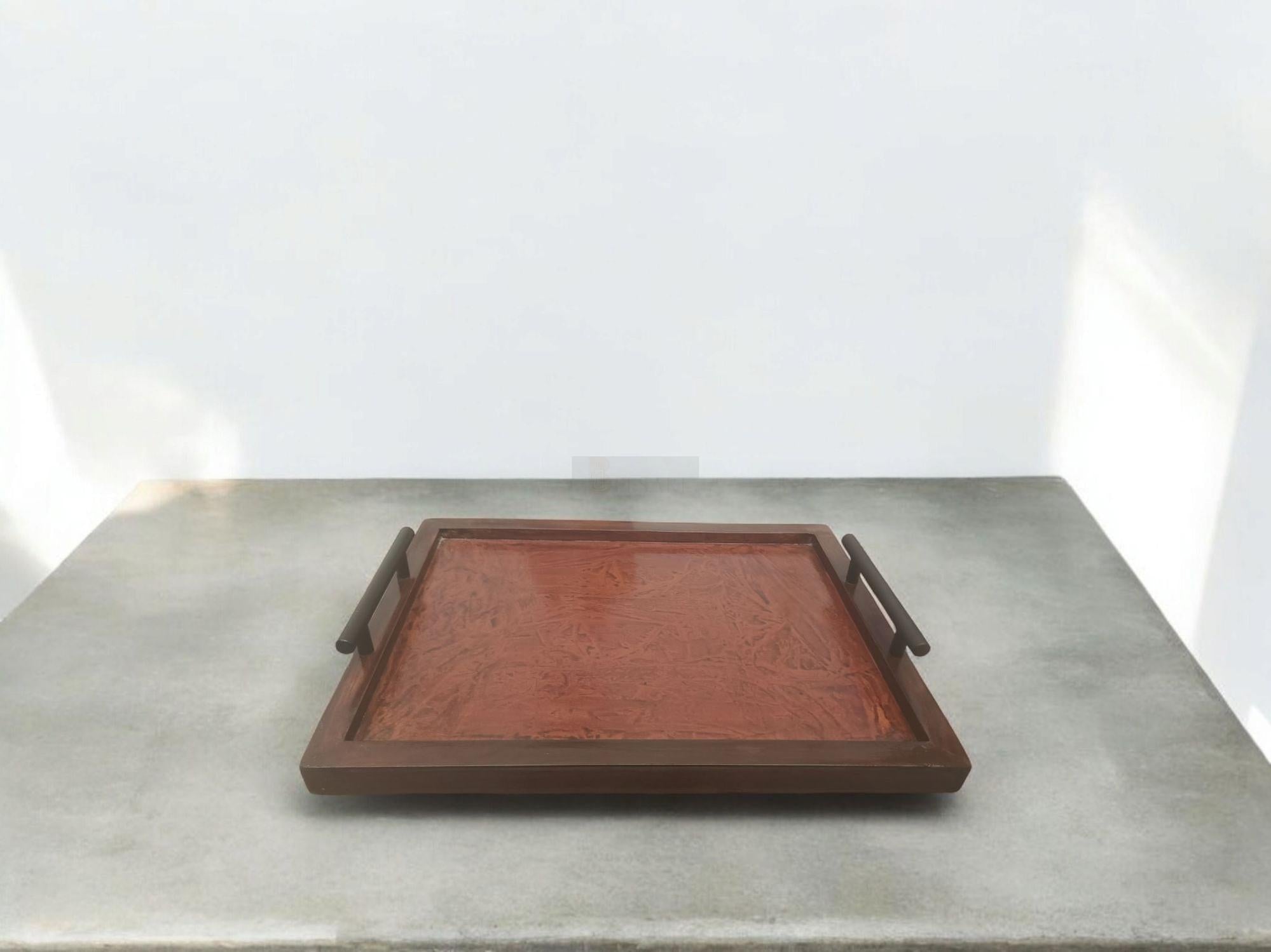 Handcrafted Sheesham Wood Tray with Handles-Trays-BEESARI