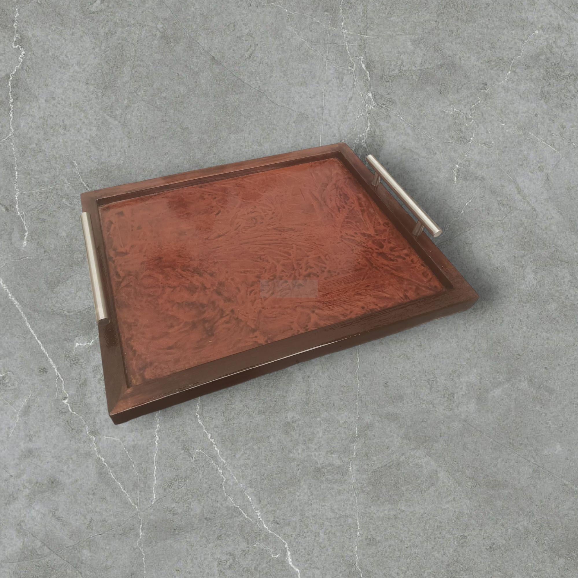 Handcrafted Sheesham Wood Tray with Handles-Trays-BEESARI