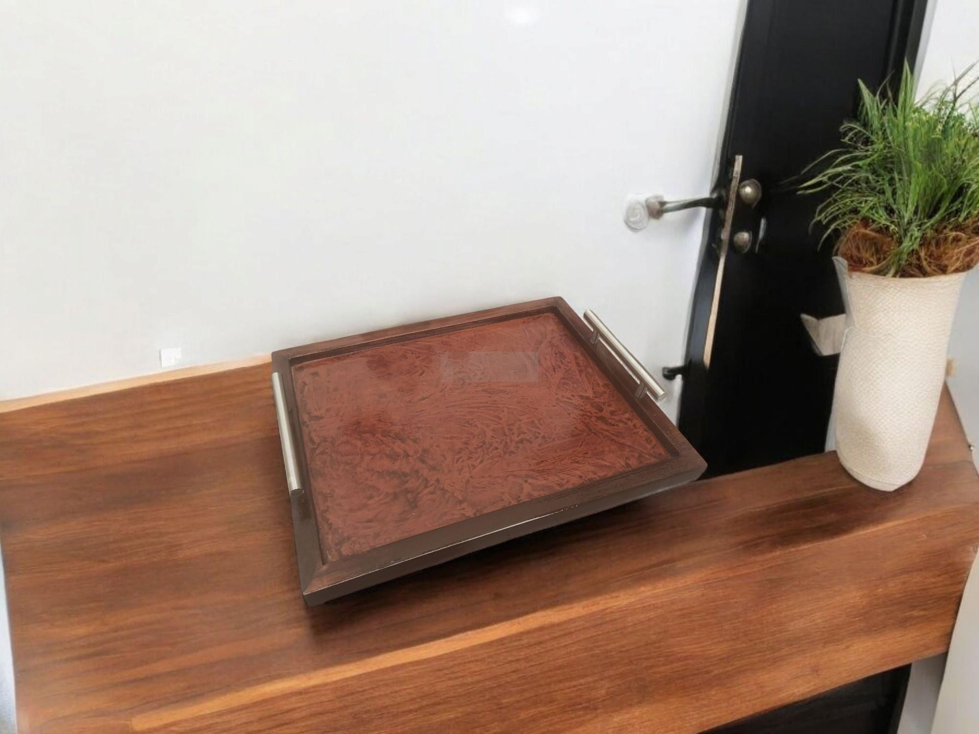 Handcrafted Sheesham Wood Tray with Handles-Trays-BEESARI