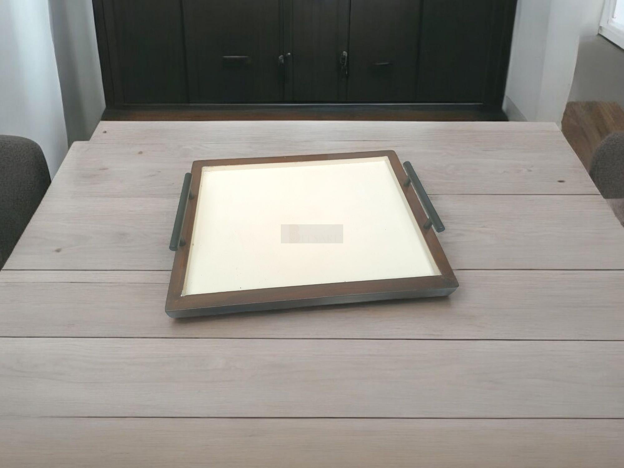 Handcrafted Sheesham Wood Tray with Handles-Trays-BEESARI