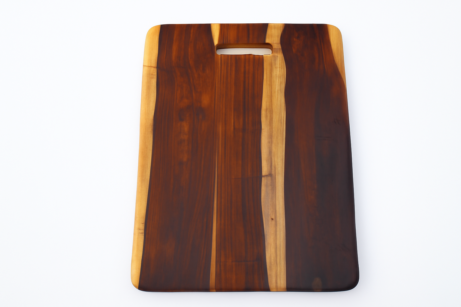 Handcrafted Wooden Cutting Board with Handle – Rustic Live Edge Rosewood Chopping Board – Unique Grain Charcuterie Serving Board