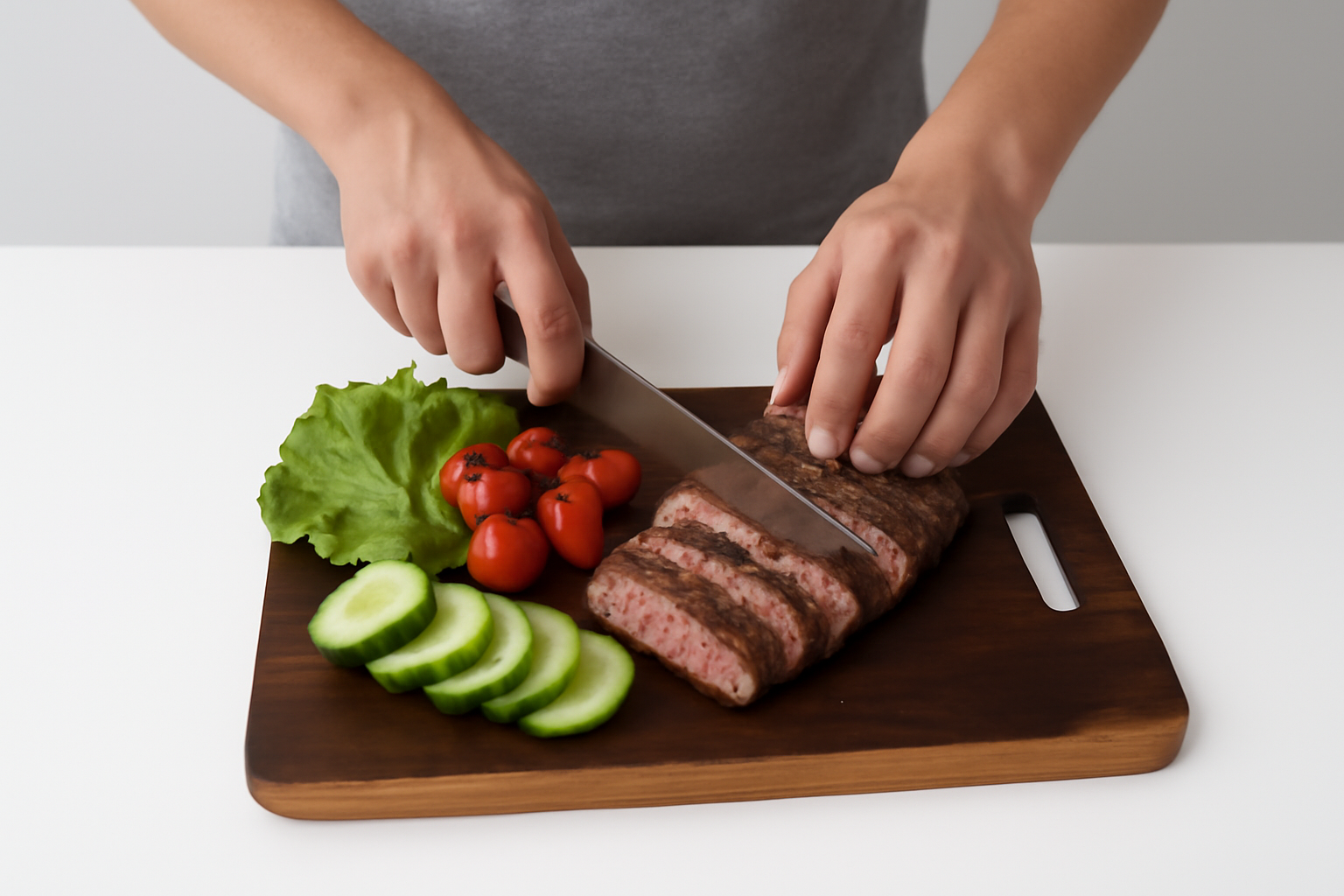 Handcrafted Wooden Cutting Board with Handle – Rustic Live Edge Rosewood Chopping Board – Unique Grain Charcuterie Serving Board