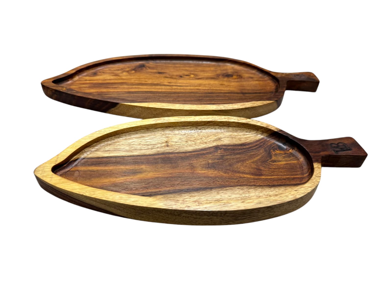 Handcrafted Wooden Leaf Platter for Serving Snacks, Premium Sheesham Wood Tray, Rustic Decorative Leaf-Shaped Platter for Dining & Kitchen Décor