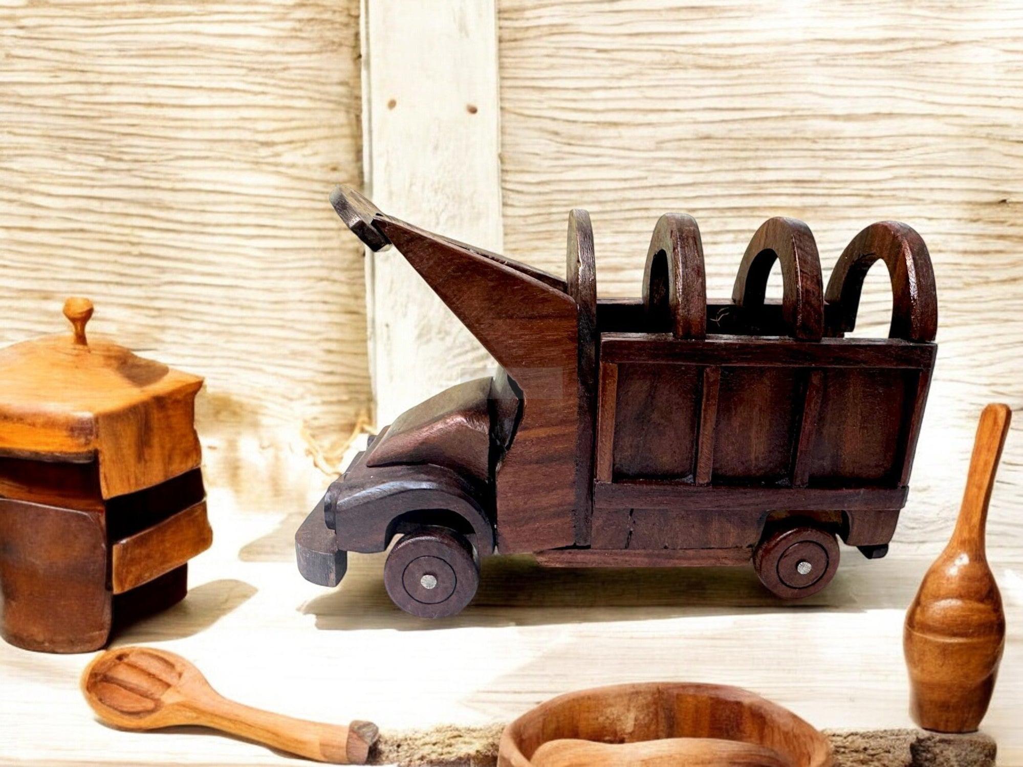 Handcrafted Wooden Truck Decor Piece - Rustic Vintage Design, Eco-Friendly Ornament for Home, Farmhouse, Office, or Gifting-Decor Pcs-BEESARI