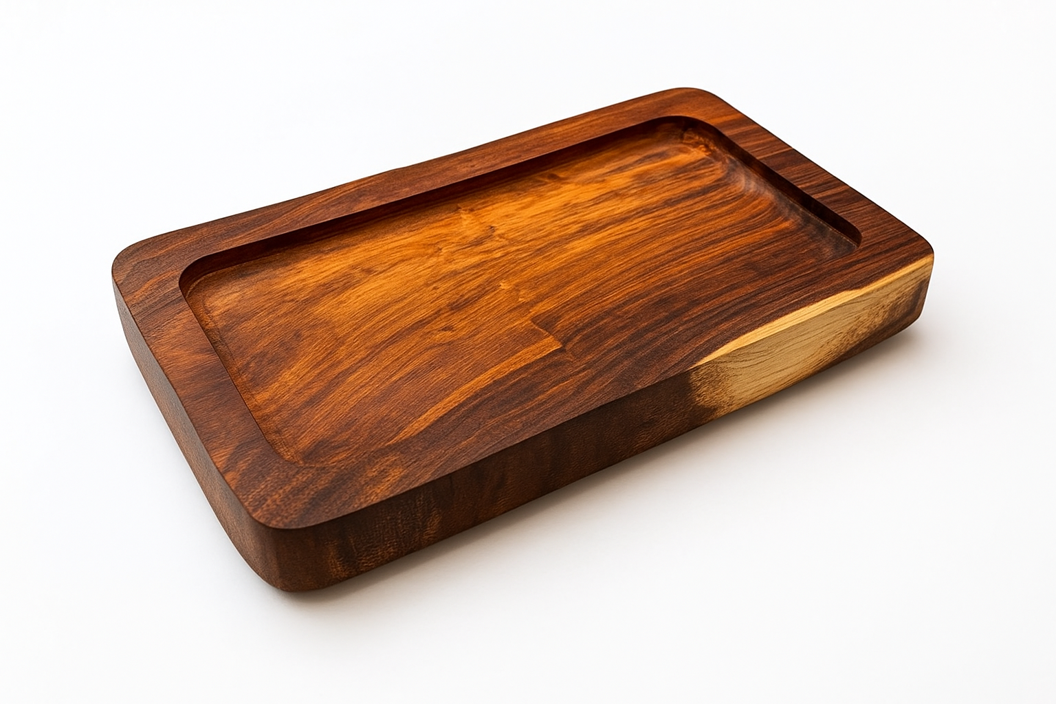 Handmade Rectangular Wooden Serving Tray – Rustic Solid Wood Platter for Kitchen, Coffee Table, Home Decor & Gifting – Natural Finish