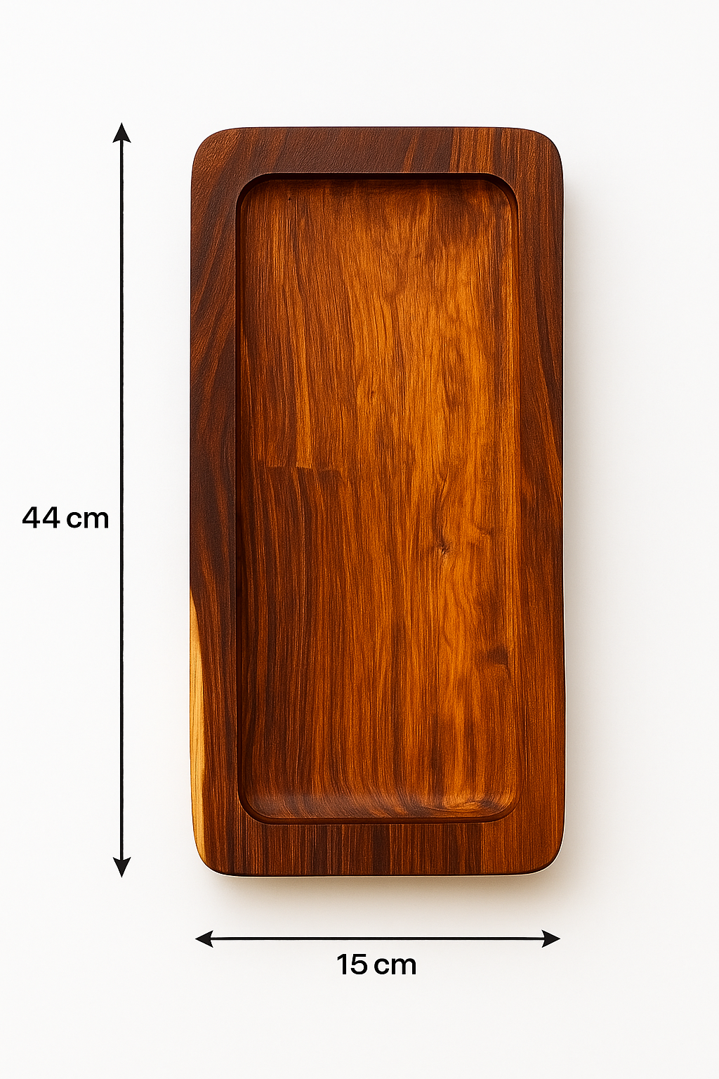 Handmade Rectangular Wooden Serving Tray – Rustic Solid Wood Platter for Kitchen, Coffee Table, Home Decor & Gifting – Natural Finish