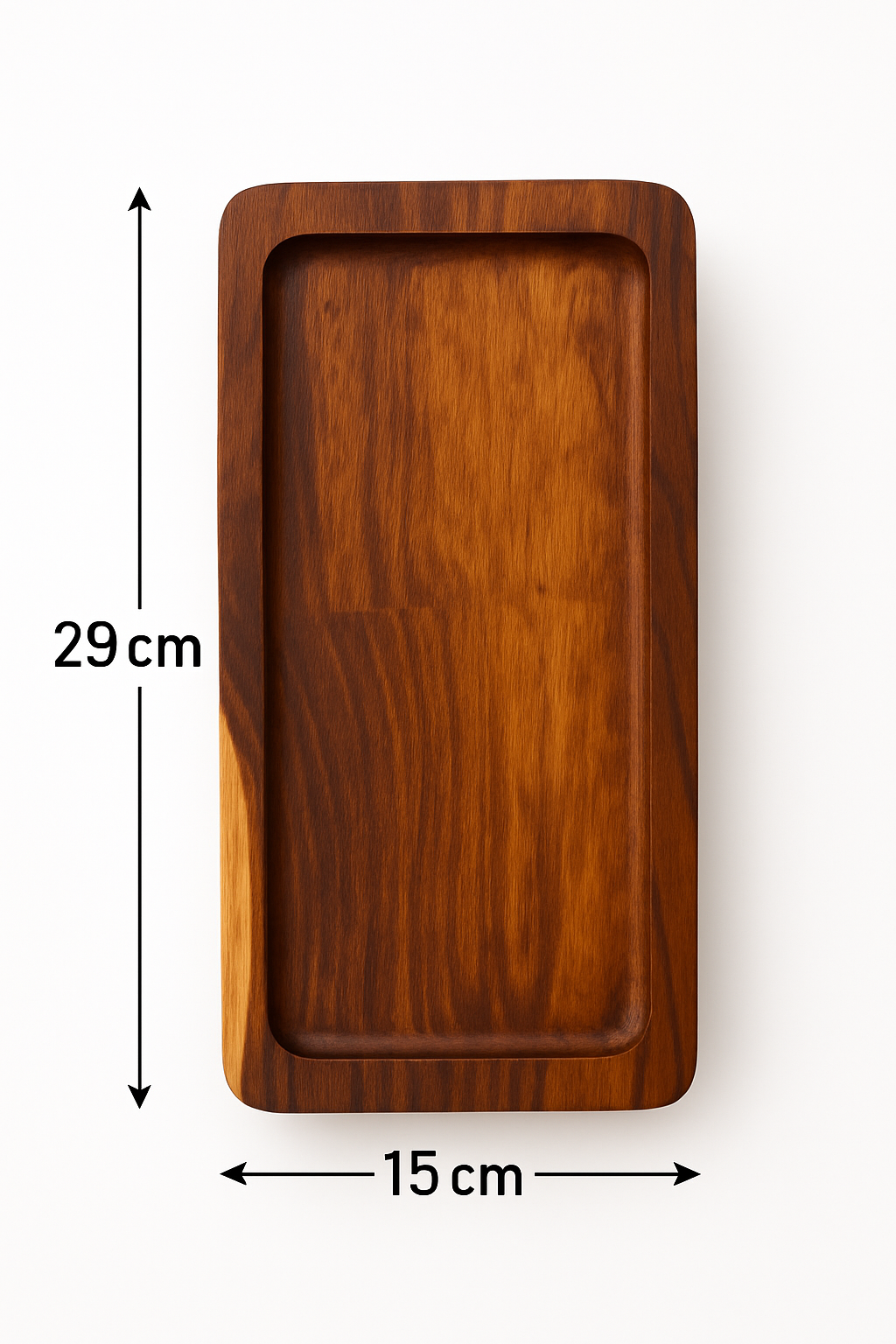 Handmade Rectangular Wooden Serving Tray – Rustic Solid Wood Platter for Kitchen, Coffee Table, Home Decor & Gifting – Natural Finish