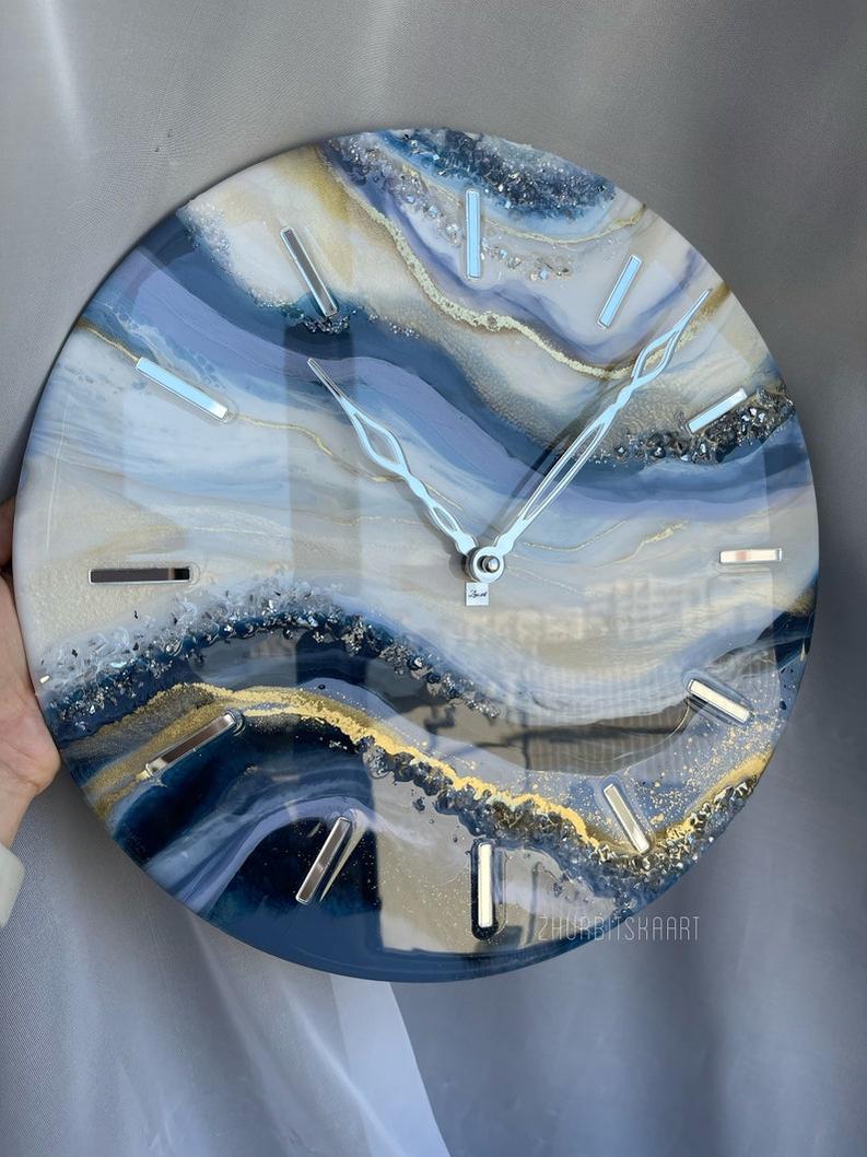 Handmade Resin Art Clock - Elegant Home Decor and Housewarming Gift-Wall Clock-BEESARI