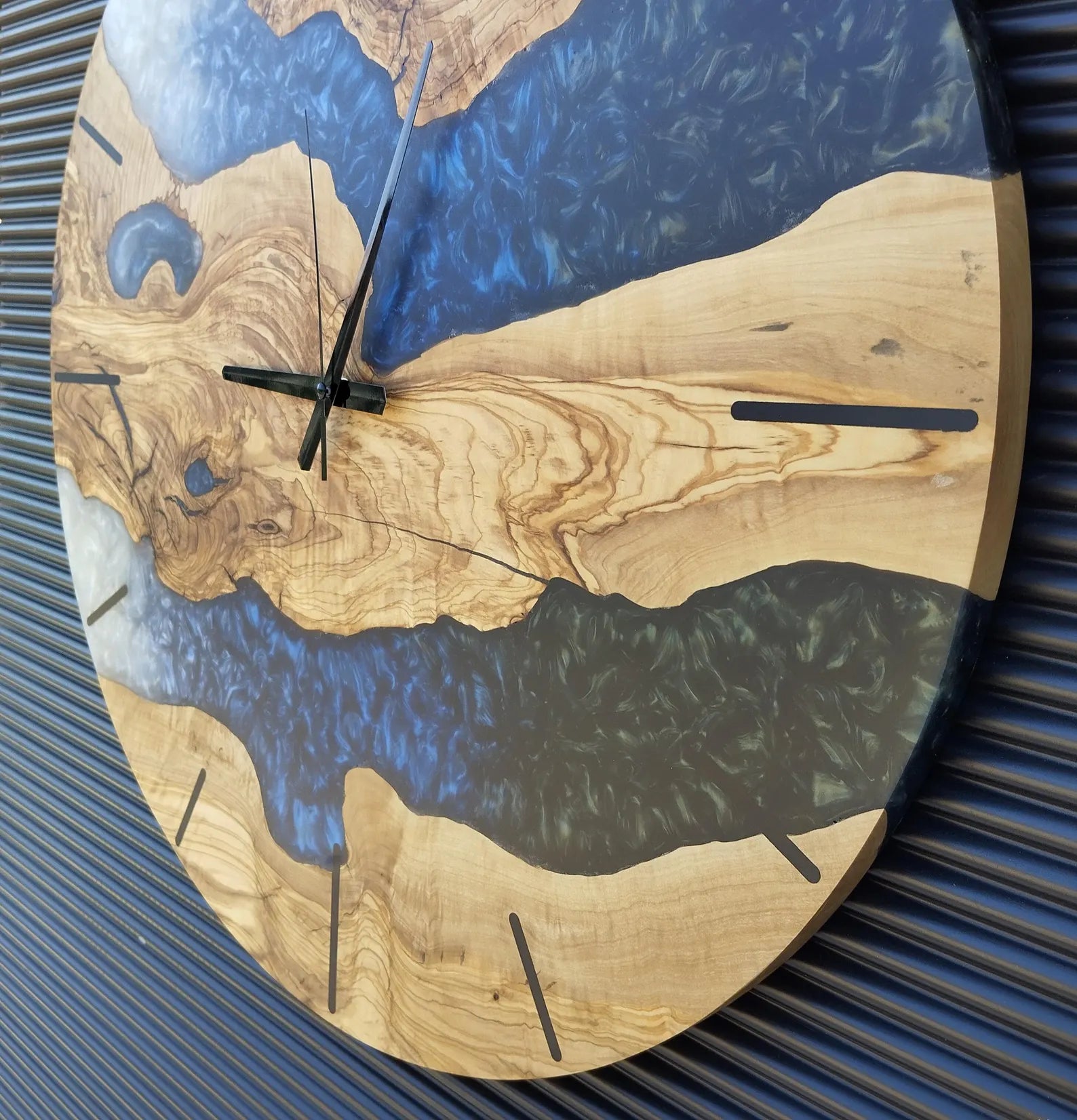 Handmade Resin Wall Clock – Custom Epoxy Clock with Walnut Wood and Resin, Modern Wall Clock for Home Décor, Unique Home Gift for Living Room or Office-Wall Clock-BEESARI