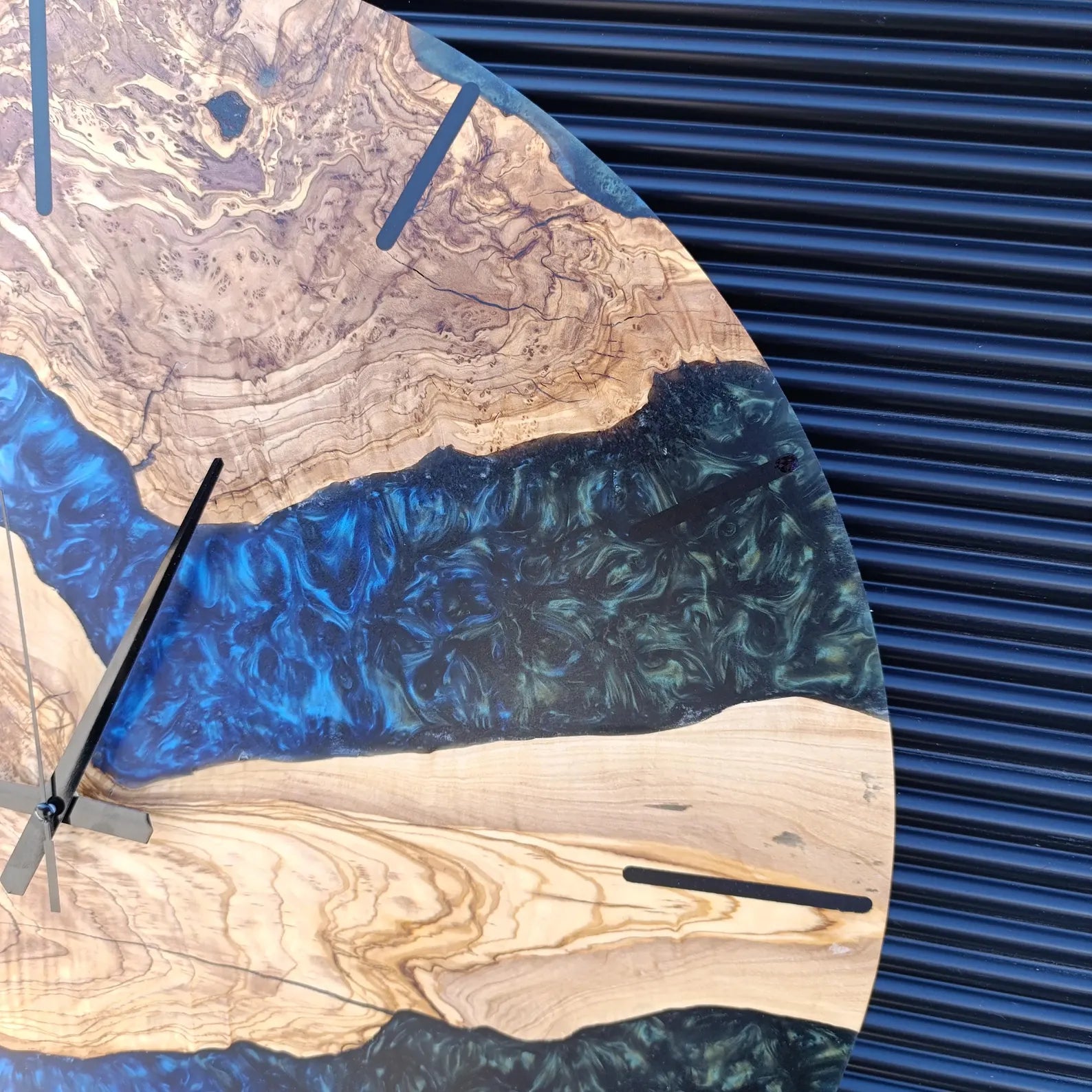 Handmade Resin Wall Clock – Custom Epoxy Clock with Walnut Wood and Resin, Modern Wall Clock for Home Décor, Unique Home Gift for Living Room or Office-Wall Clock-BEESARI