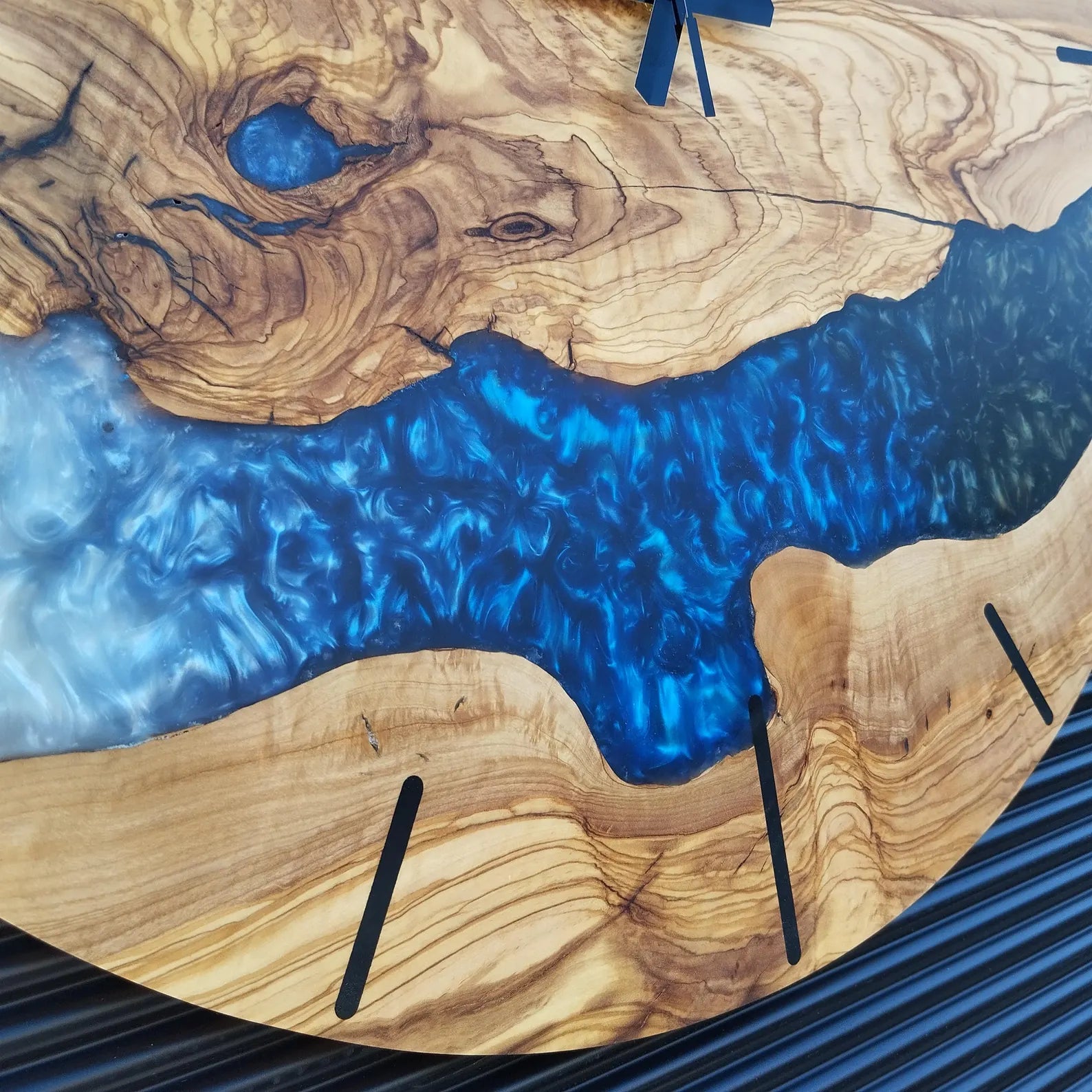Handmade Resin Wall Clock – Custom Epoxy Clock with Walnut Wood and Resin, Modern Wall Clock for Home Décor, Unique Home Gift for Living Room or Office-Wall Clock-BEESARI