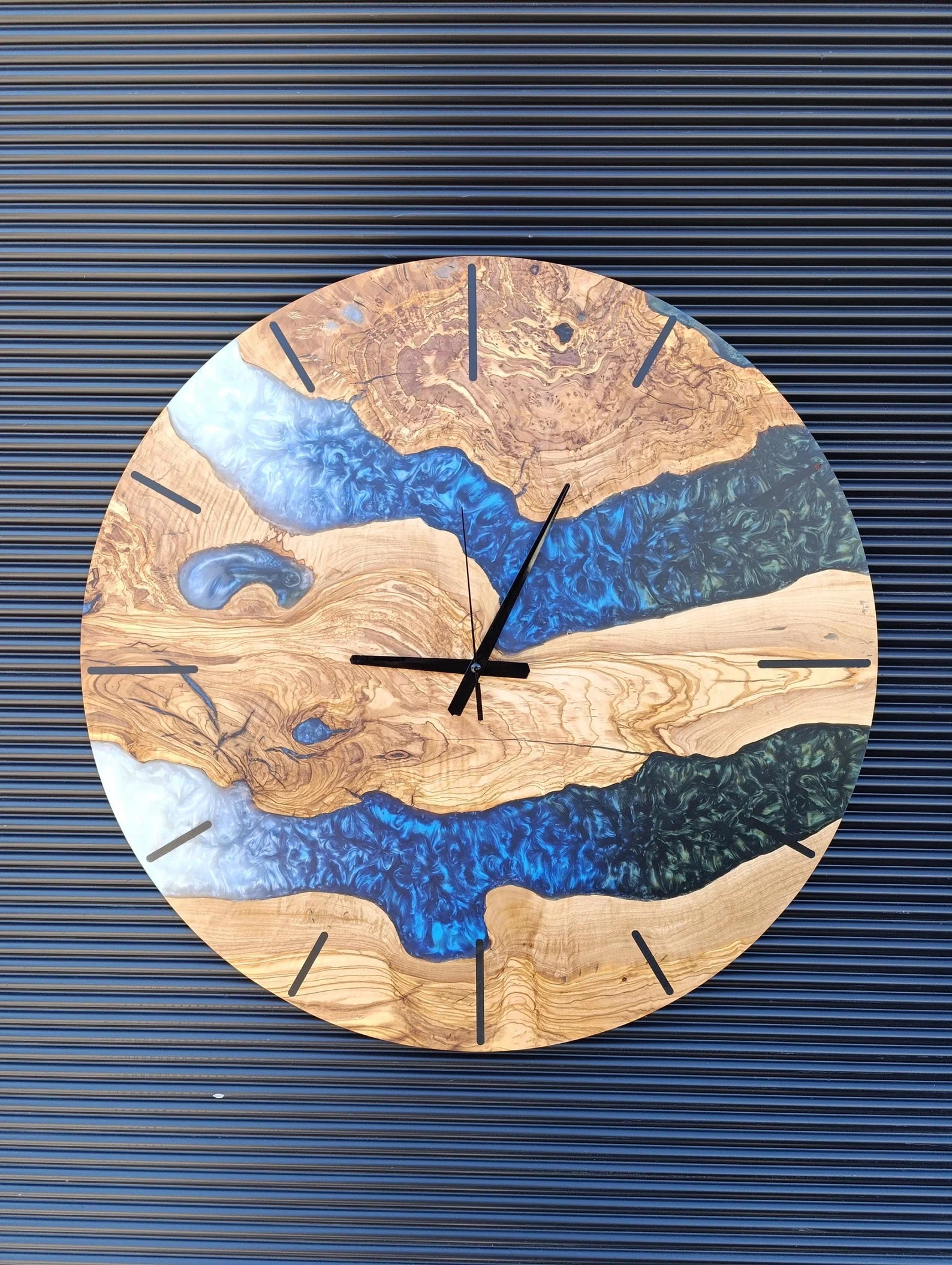 Handmade Resin Wall Clock – Custom Epoxy Clock with Walnut Wood and Resin, Modern Wall Clock for Home Décor, Unique Home Gift for Living Room or Office-Wall Clock-BEESARI