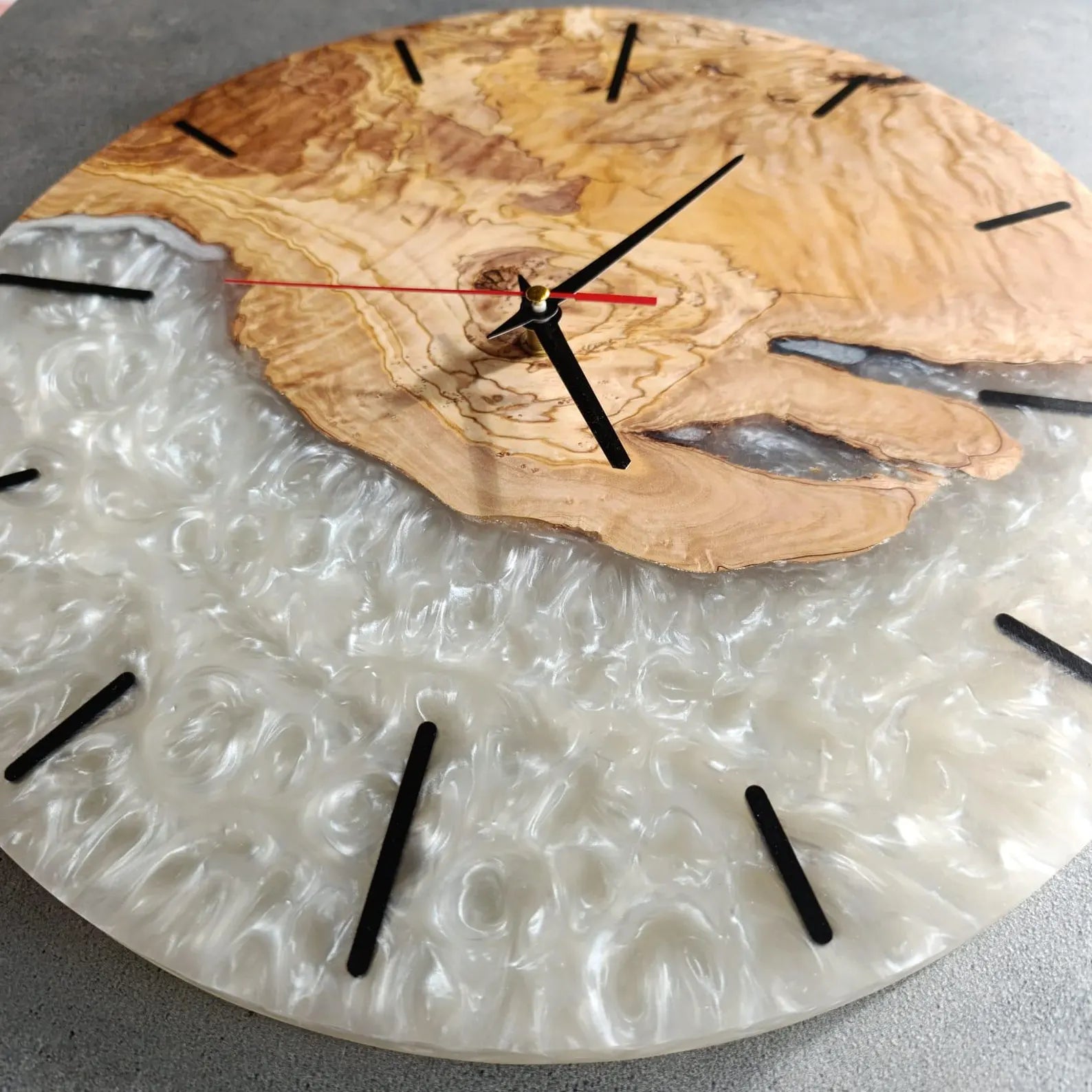 Handmade Resin Wall Clock – Custom Epoxy Wall Clock with Rosewood – Modern Wall Clock – Unique Olive Wood Resin Clock for Home Decor – Personalized Home Gift-Wall Clock-BEESARI