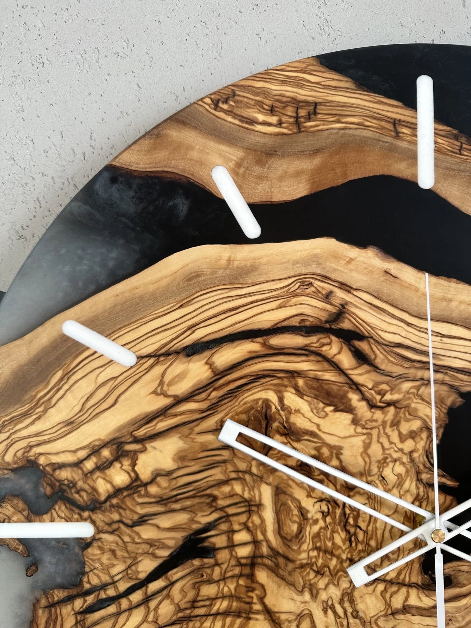 Handmade Walnut Wood and Epoxy Resin Wall Clock – Unique Wooden Wall Clock, Loft Style Home Decor, Modern Rustic Gift, Large Natural Wood Resin Clock for Living Room and Office-Wall Clock-BEESARI