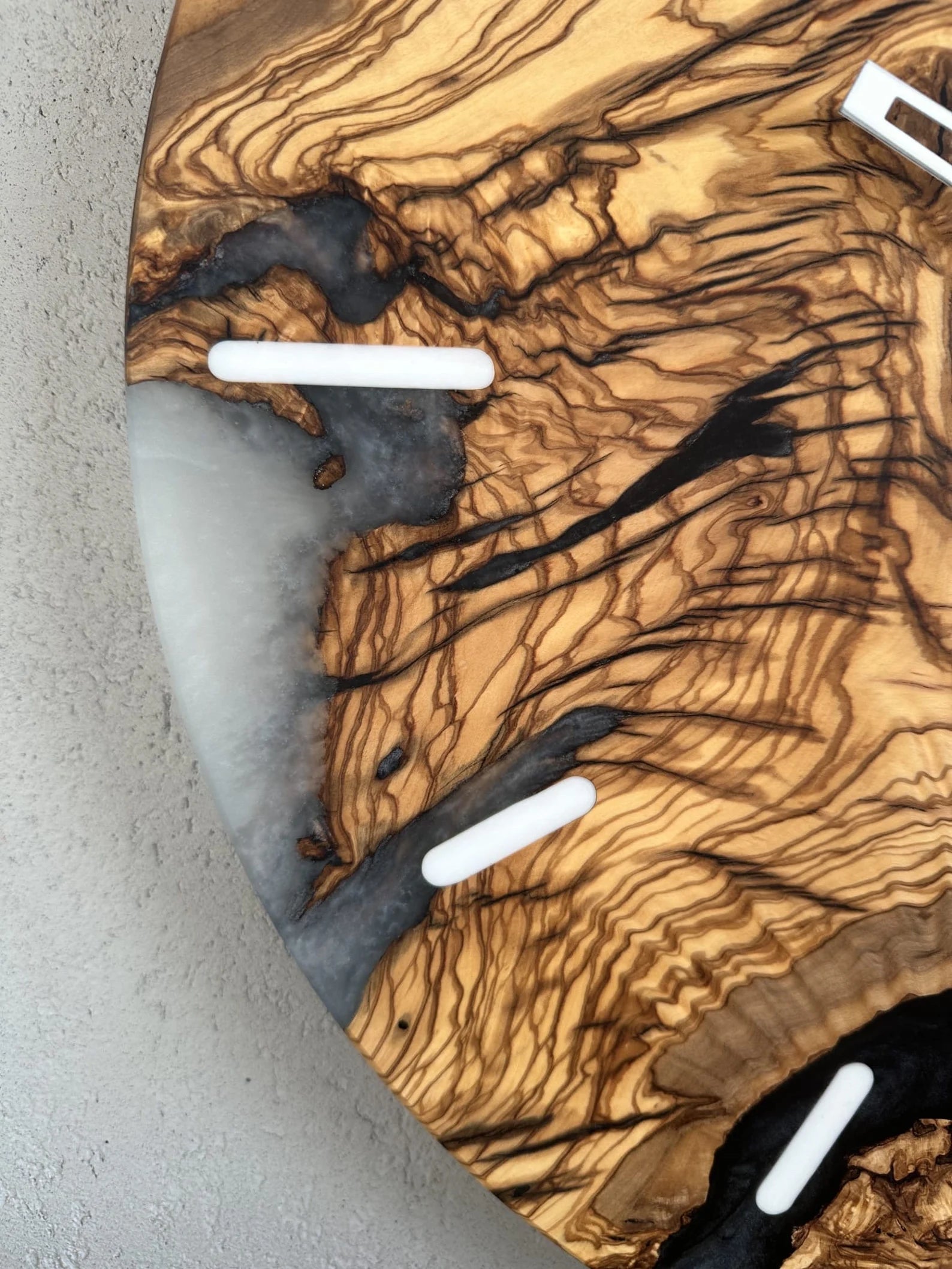 Handmade Walnut Wood and Epoxy Resin Wall Clock – Unique Wooden Wall Clock, Loft Style Home Decor, Modern Rustic Gift, Large Natural Wood Resin Clock for Living Room and Office-Wall Clock-BEESARI