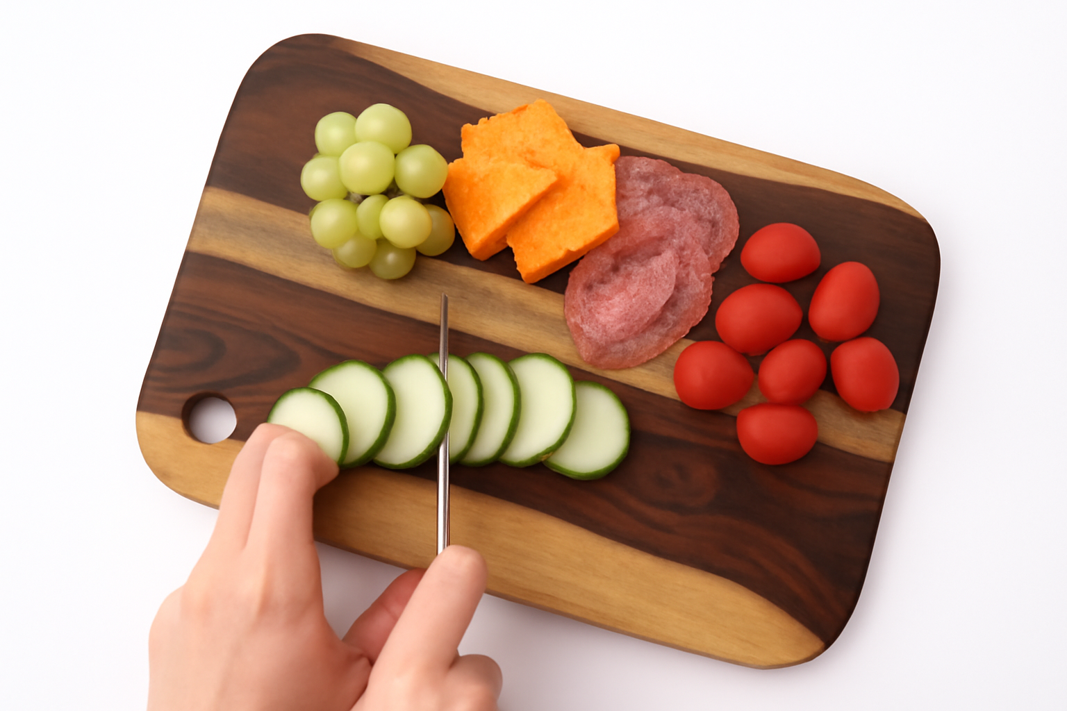 Handmade Wooden Cutting Cheese Board with Handle – Rustic Acacia Charcuterie, Bread & Snack Board – Food-Safe, Durable, Elegant Kitchen Serving Tray