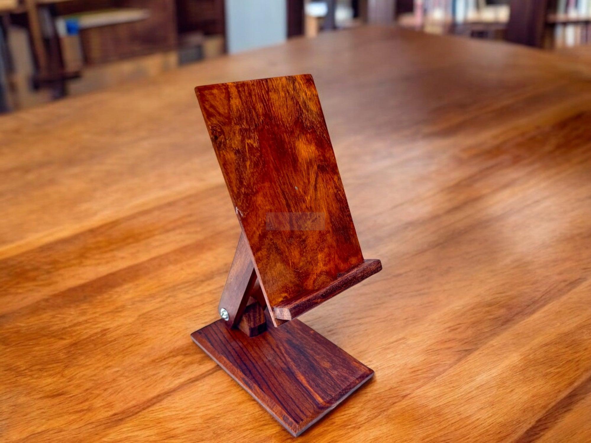 Handmade Wooden Mobile Stand - Stylish and Durable Desk Phone Holder Crafted from Chiniot Wood for a Premium, Eco-Friendly Touch to Your Workspace-Organizer-BEESARI