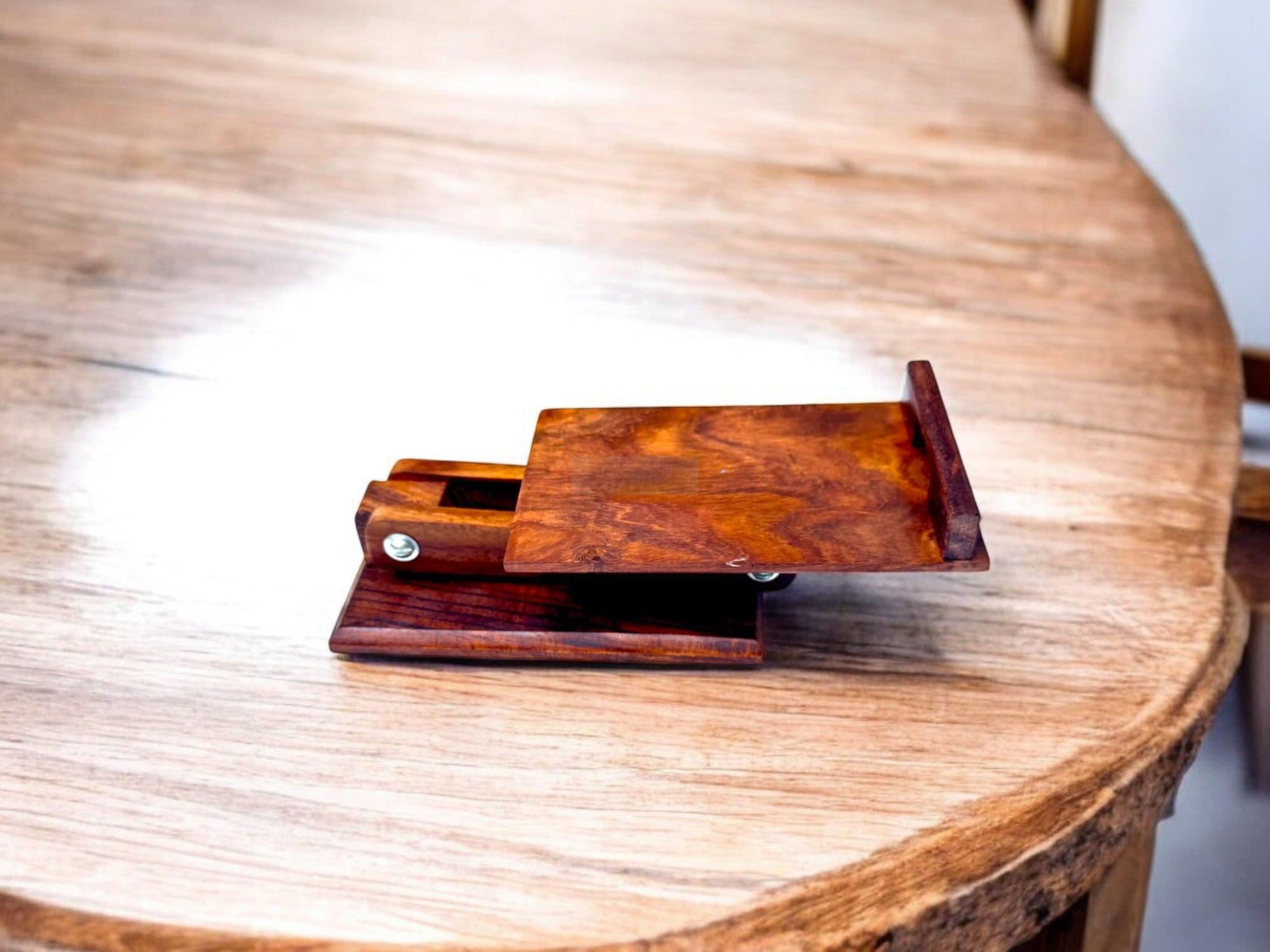 Handmade Wooden Mobile Stand - Stylish and Durable Desk Phone Holder Crafted from Chiniot Wood for a Premium, Eco-Friendly Touch to Your Workspace-Organizer-BEESARI