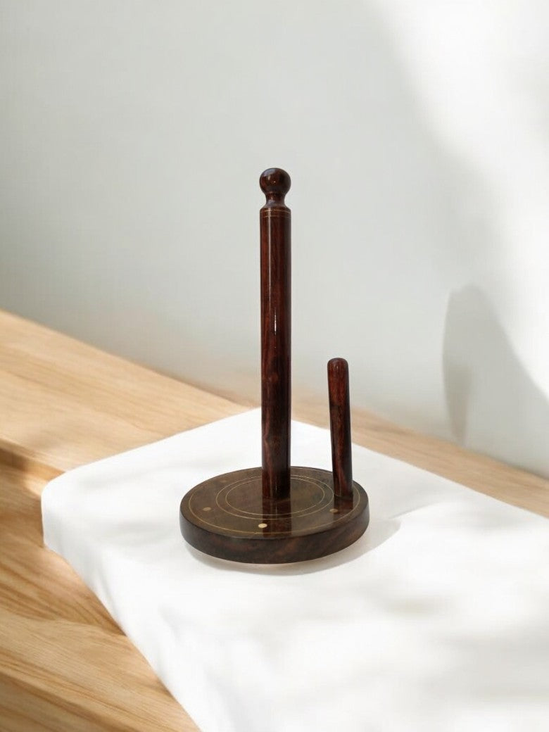 Handmade Wooden Tissue Roll Stand – Antique Carved Traditional Pakistani Home Decor, Natural Artistic Wooden Tissue Holder for Bathroom, Rustic & Decorative-Holder-BEESARI