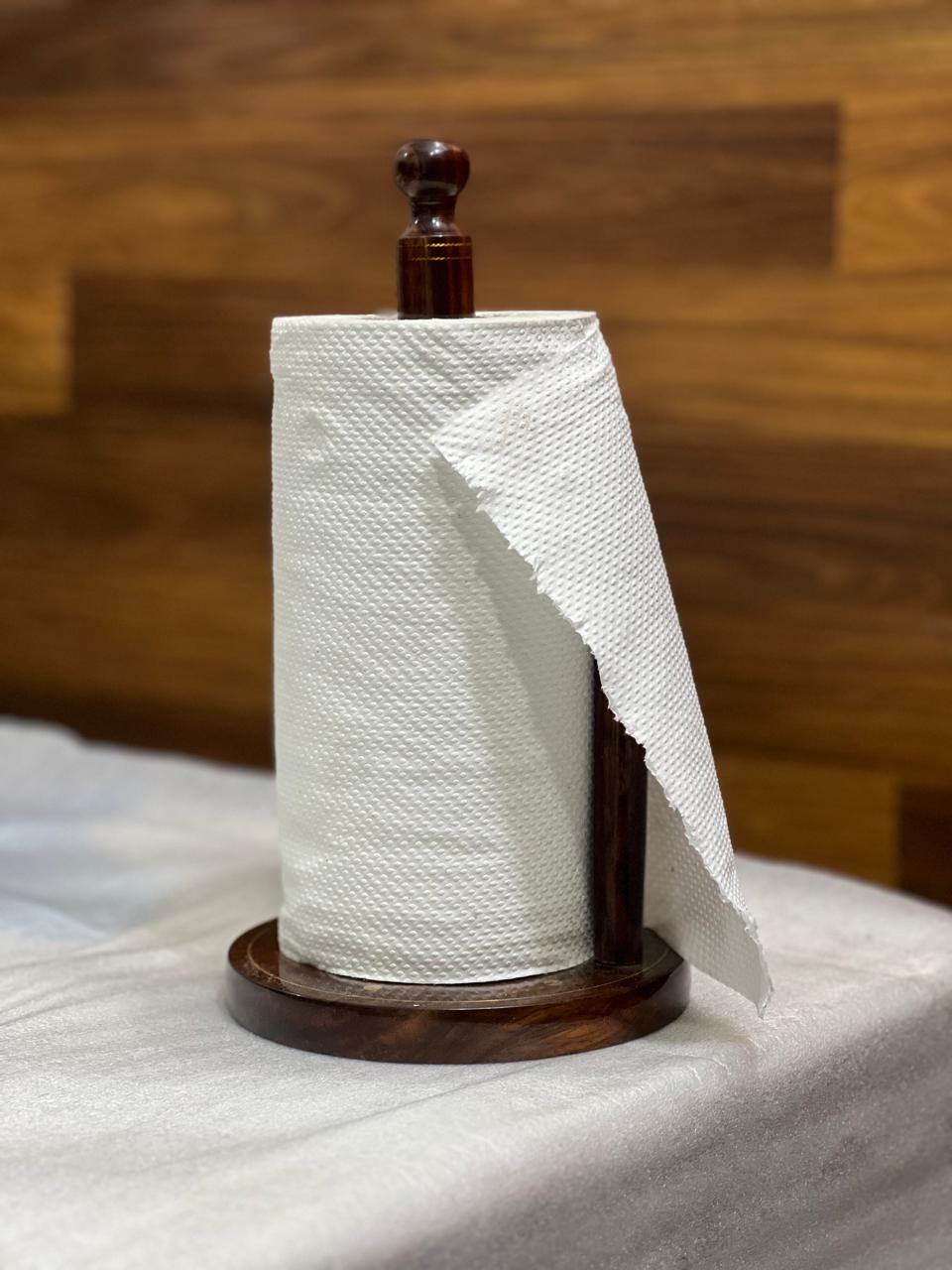 Handmade Wooden Tissue Roll Stand – Antique Carved Traditional Pakistani Home Decor, Natural Artistic Wooden Tissue Holder for Bathroom, Rustic & Decorative-Holder-BEESARI