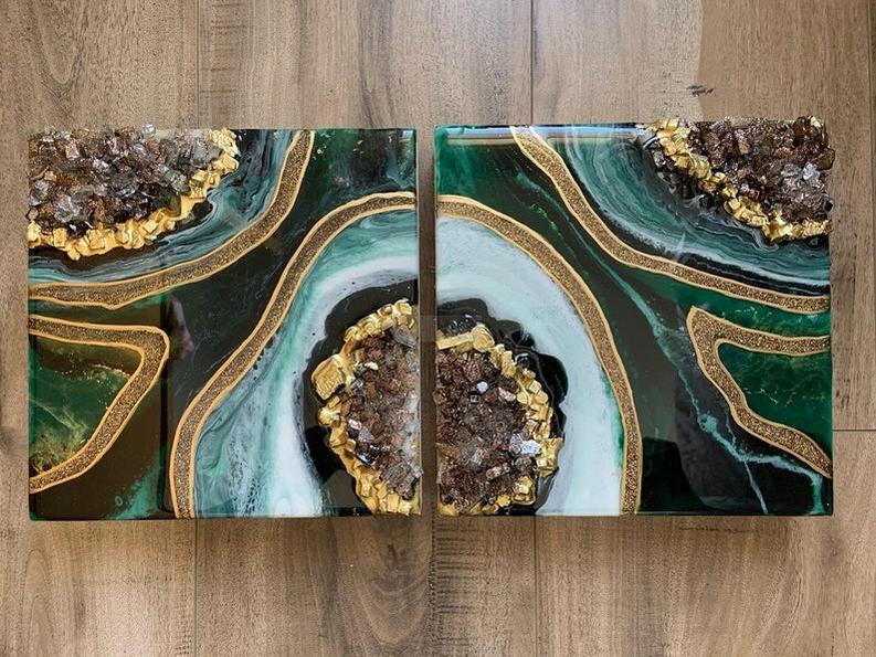 High-Shine Resin Wall Art - Set of Two-Wall Decor-BEESARI