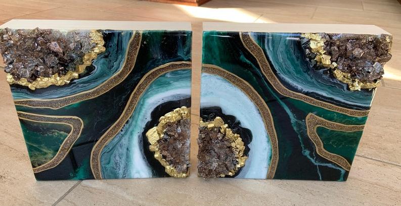 High-Shine Resin Wall Art - Set of Two-Wall Decor-BEESARI