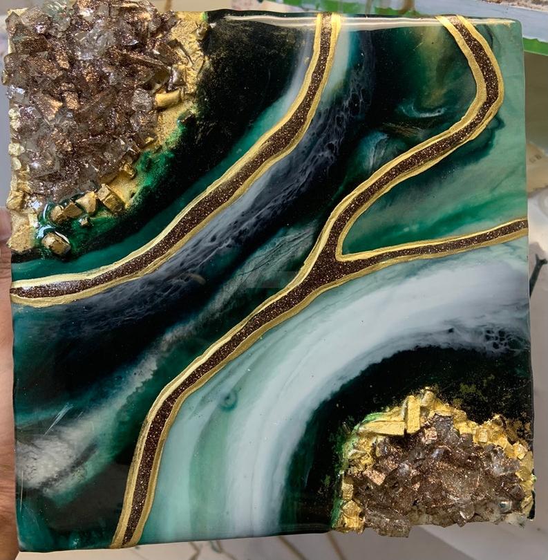 High-Shine Resin Wall Art - Set of Two-Wall Decor-BEESARI