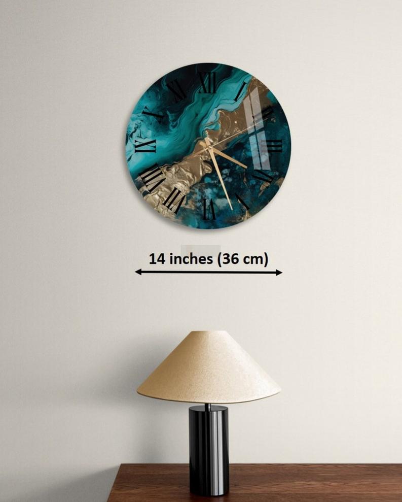 Luxury Tempered Glass Marble Wall Clock - Modern Silent Non-Ticking Design for Home & Office Decor-Wall Clock-BEESARI