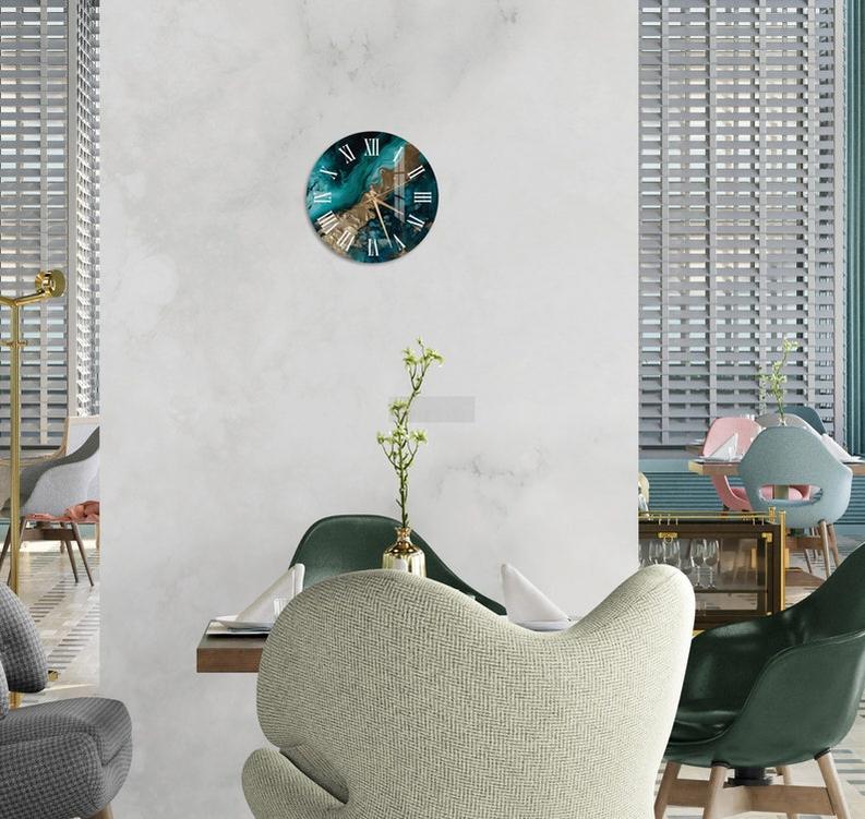 Luxury Tempered Glass Marble Wall Clock - Modern Silent Non-Ticking Design for Home & Office Decor-Wall Clock-BEESARI