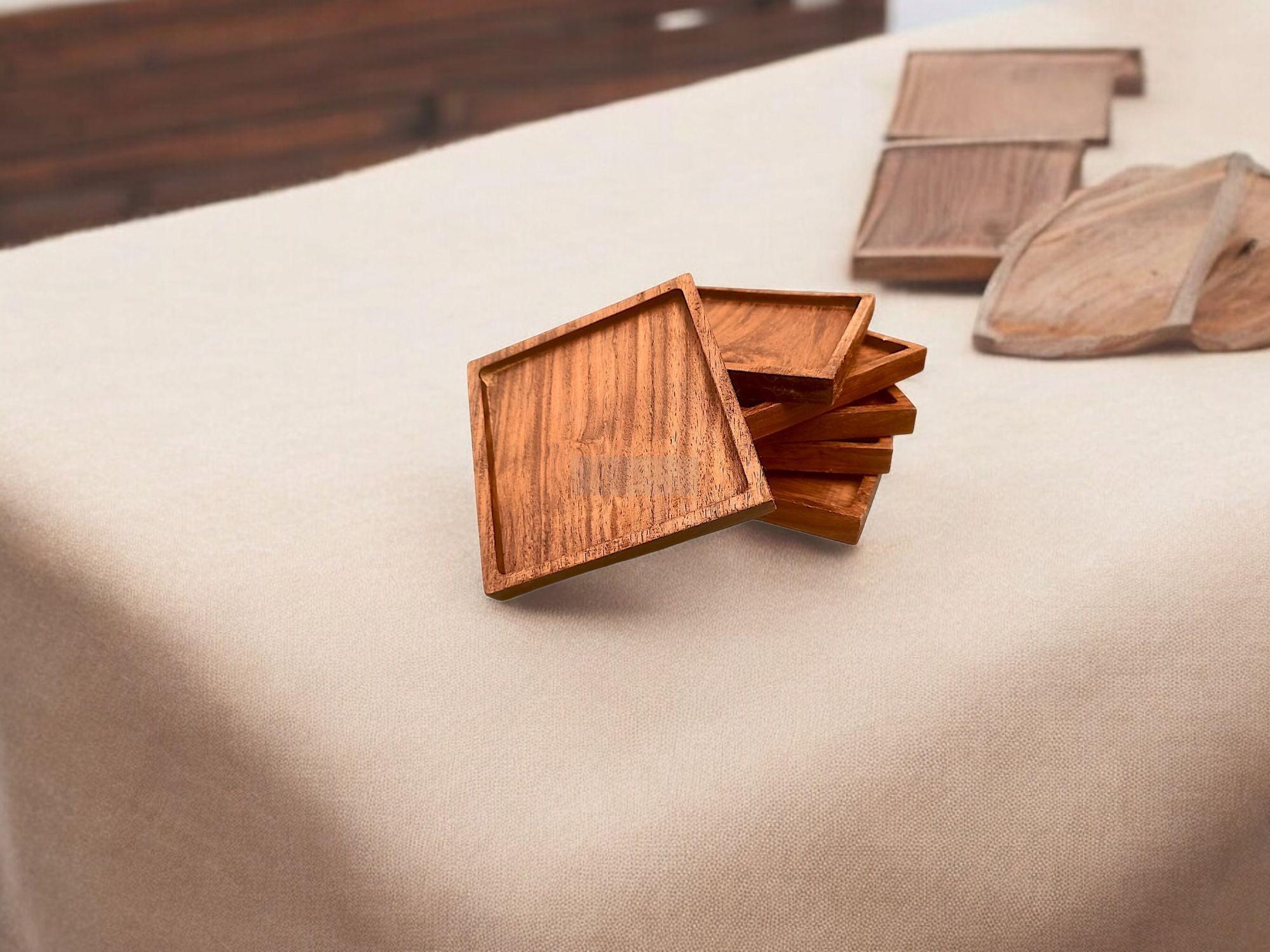 Modern Style Rosewood Cup Coasters – 4 & 6 Piece Sets for Home Décor-Trays-BEESARI