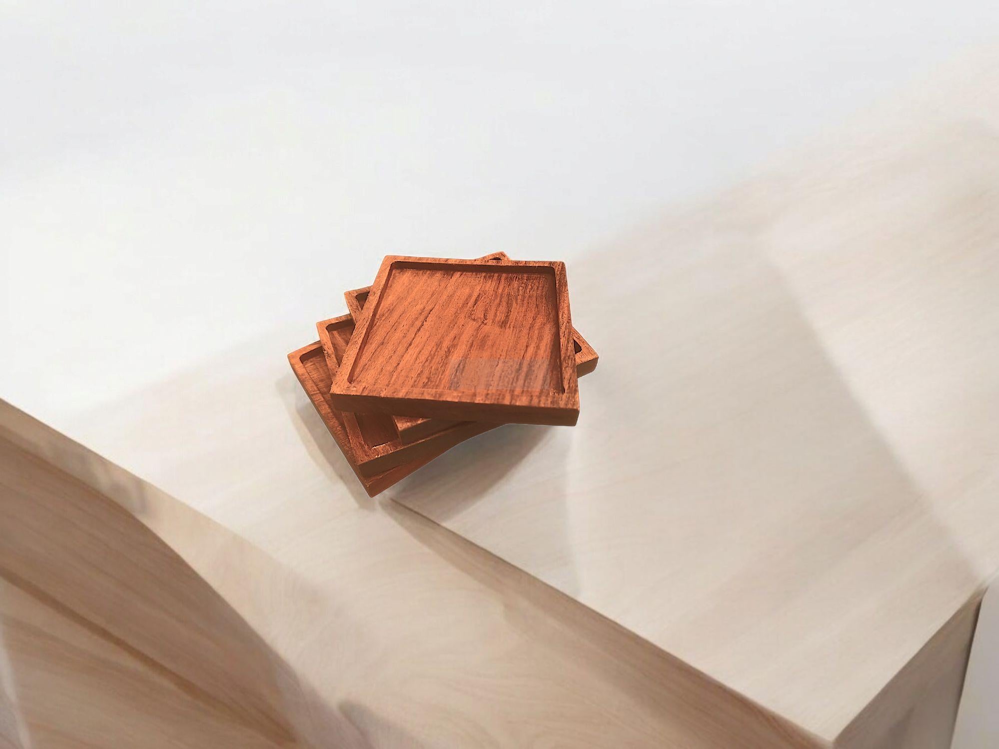 Modern Style Rosewood Cup Coasters – 4 & 6 Piece Sets for Home Décor-Trays-BEESARI