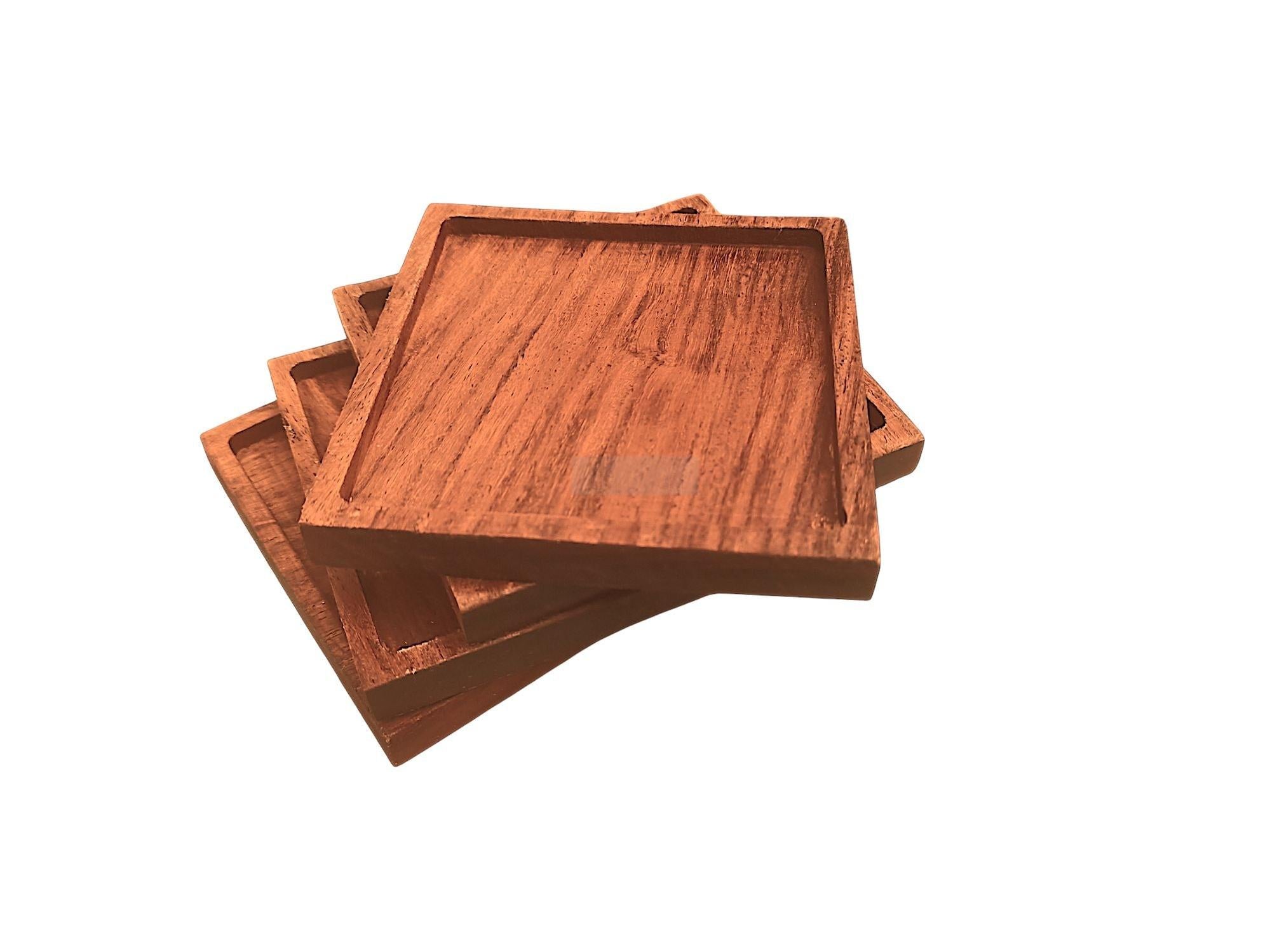 Modern Style Rosewood Cup Coasters – 4 & 6 Piece Sets for Home Décor-Trays-BEESARI