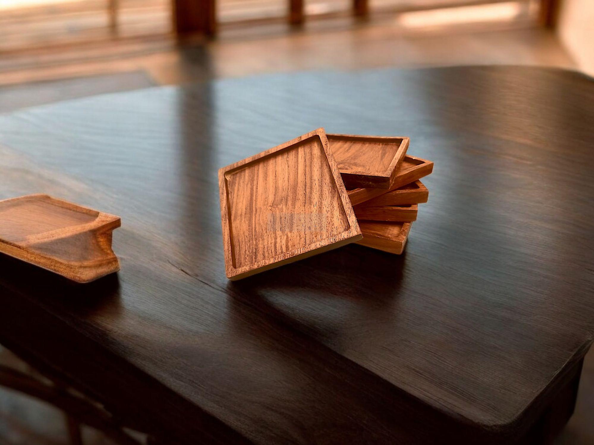 Modern Style Rosewood Cup Coasters – 4 & 6 Piece Sets for Home Décor-Trays-BEESARI