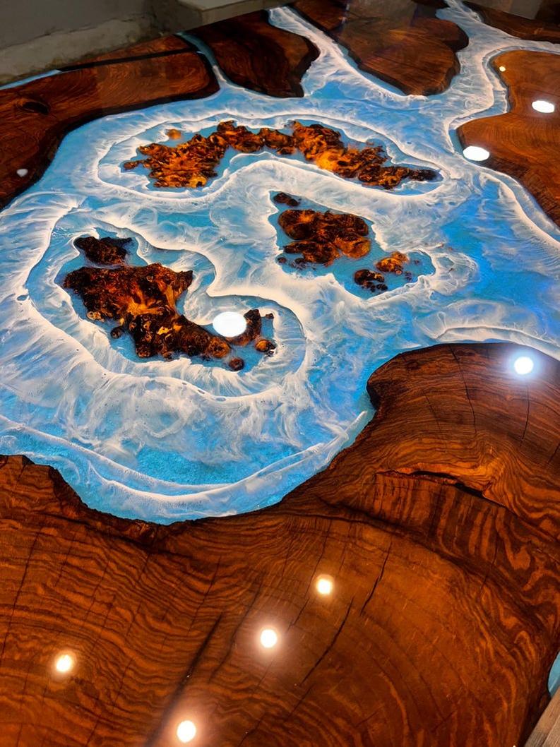 Multiple Pieces Live Edge Rosewood Resin Table - Unique & Elegant-Tables-BEESARI
