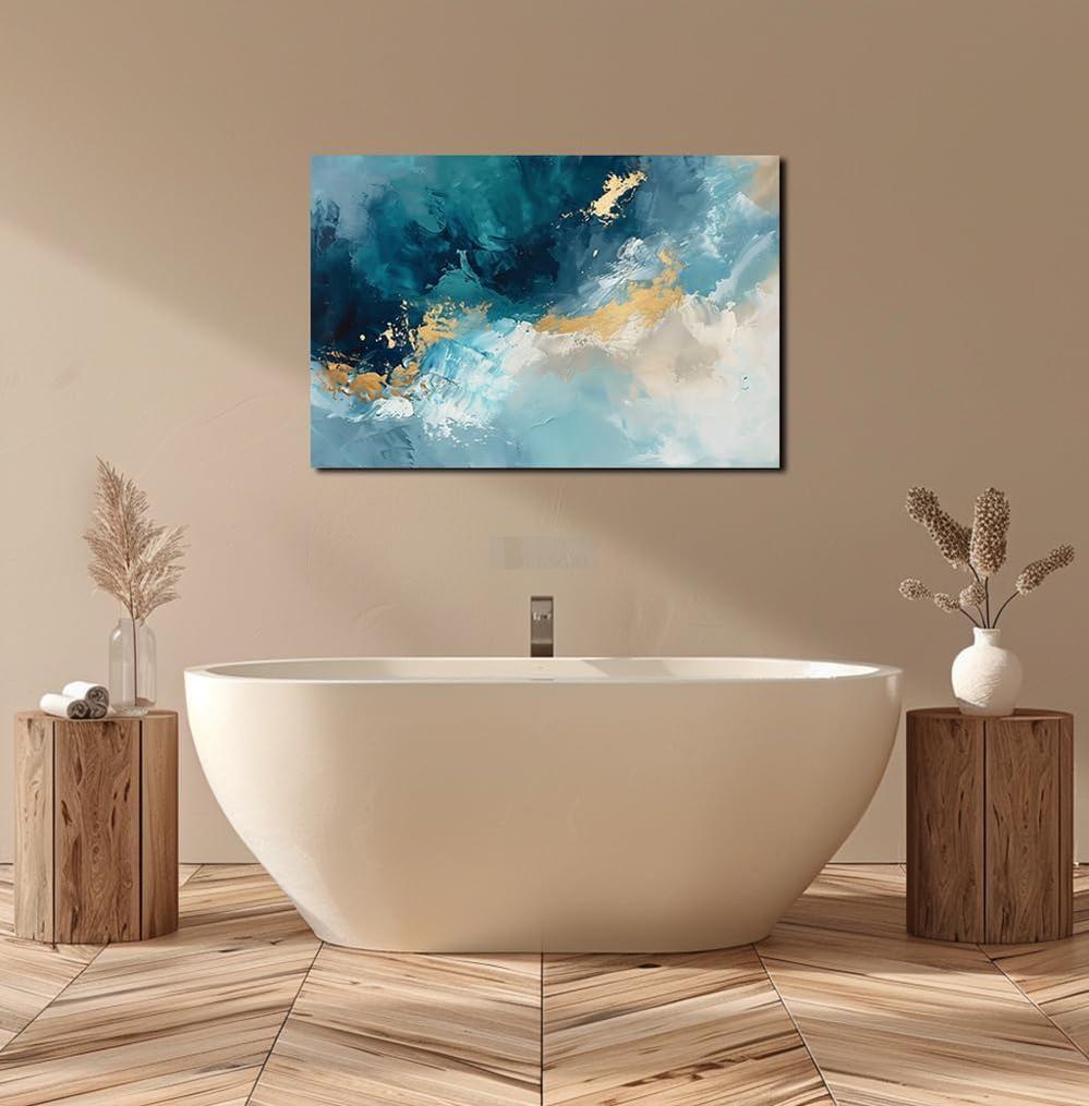 Blue Abstract Seascape Handmade Canvas Painting for Wall Modern Beach Art-Painting-BEESARI