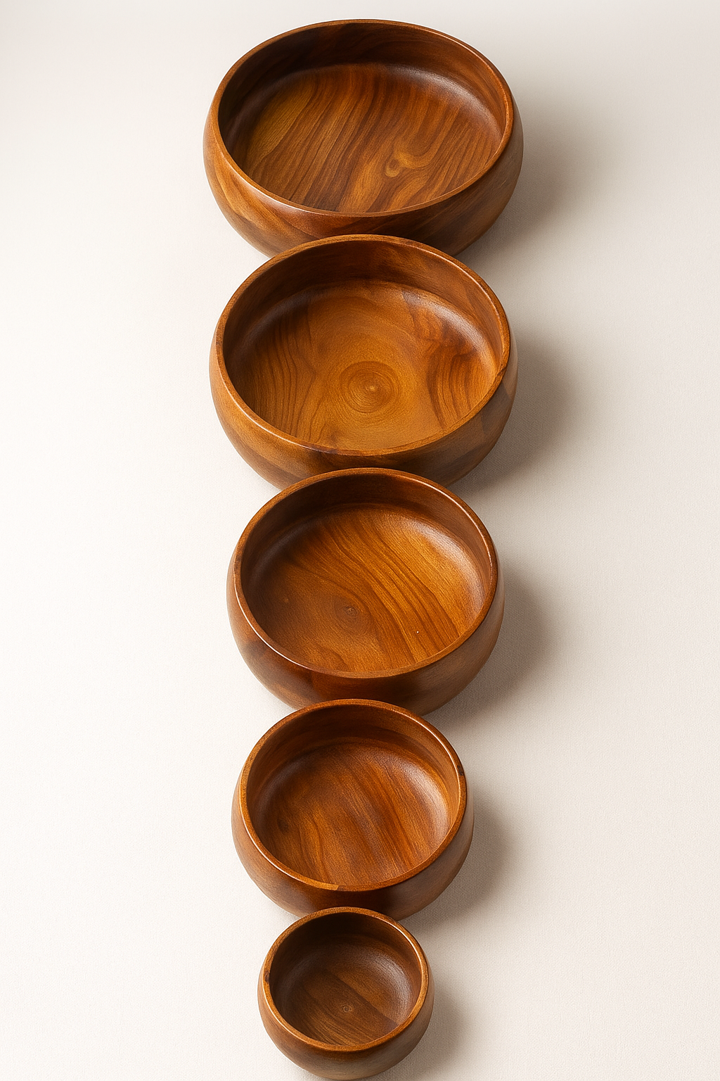 Premium Rosewood Salad Bowls, Set of 5, Lacquer Finished ,best for parties serving