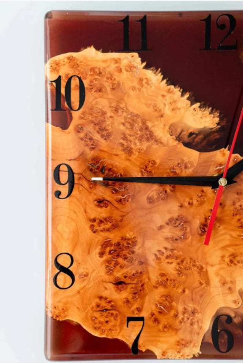 Resin Handcrafted 12x12 Unique Square Wall Clock - Personalized Wooden Art Decor-Wall Clock-BEESARI