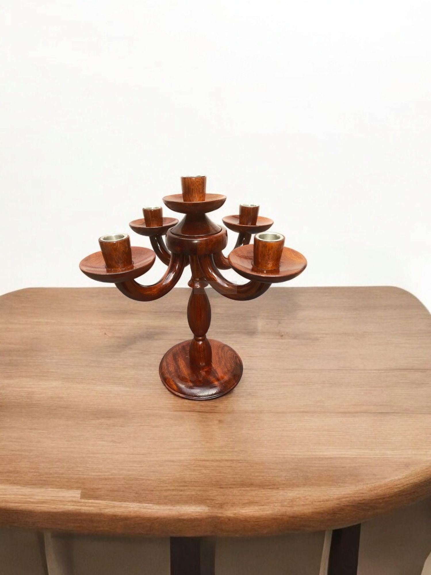 Rosewood Decorative Candle Holder for Five Candles-Holder-BEESARI