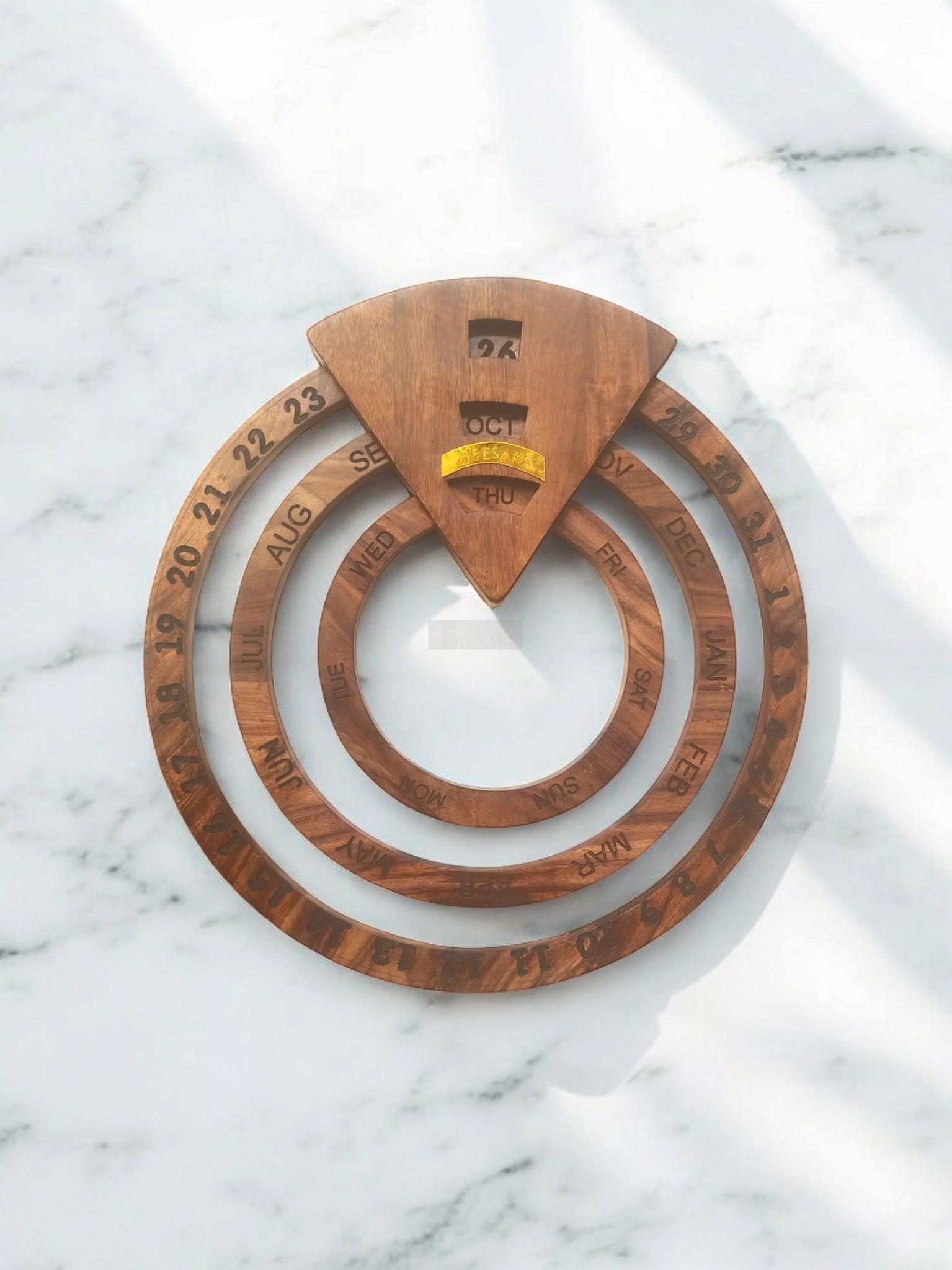Rustic Round Wall Calendar-Wall Decor-BEESARI