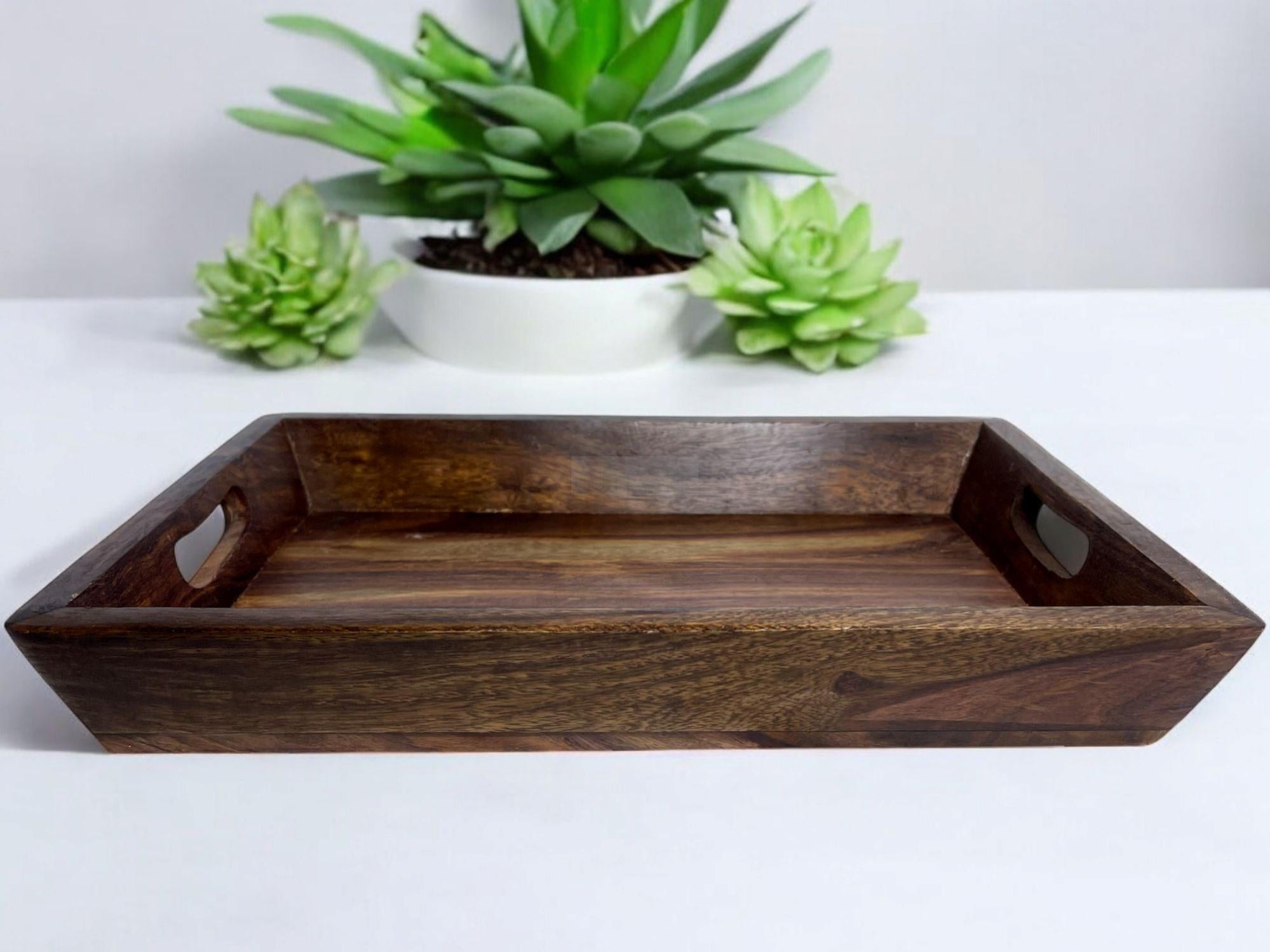 Set of Three Handcrafted Rosewood Trays-Trays-BEESARI