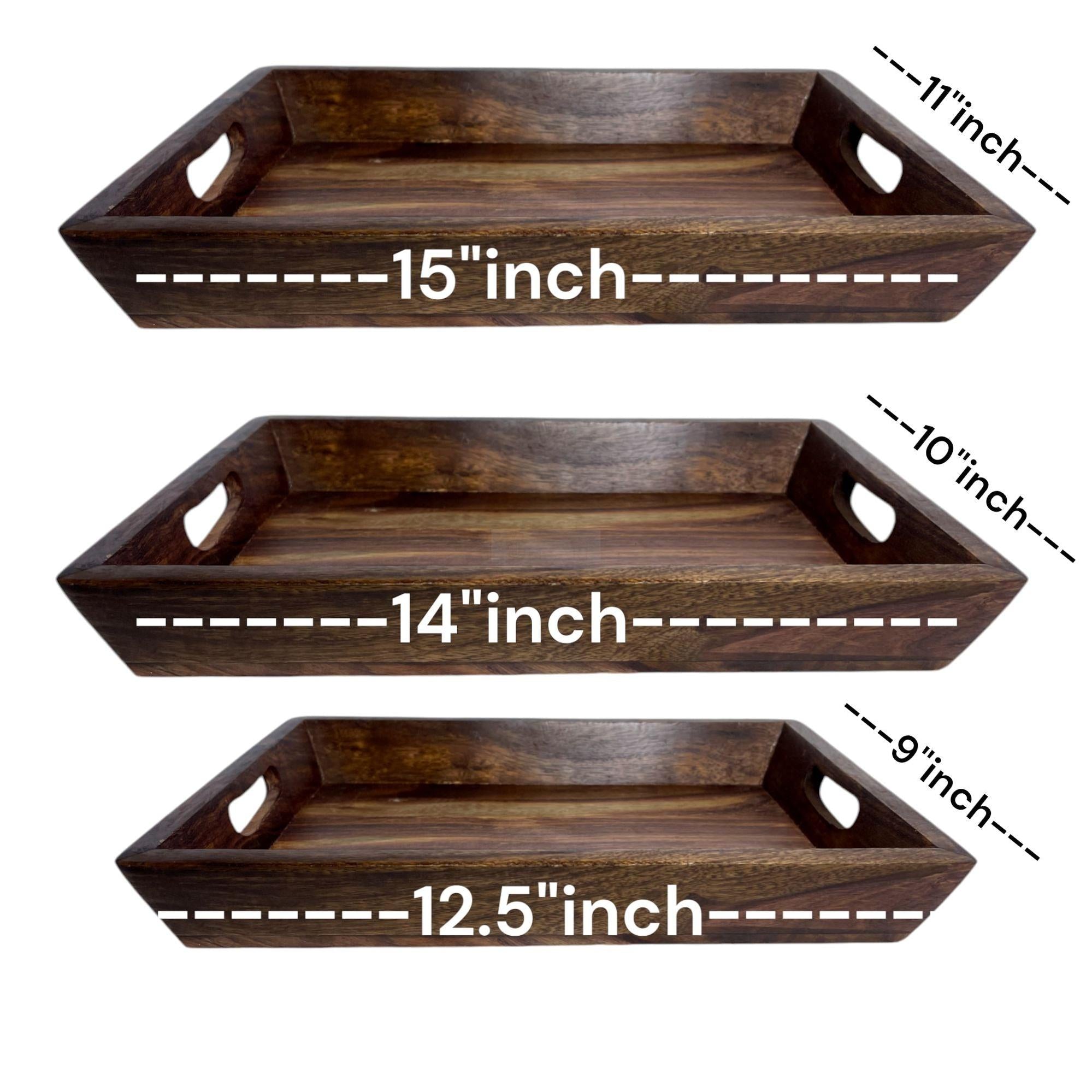 Set of Three Handcrafted Rosewood Trays-Trays-BEESARI