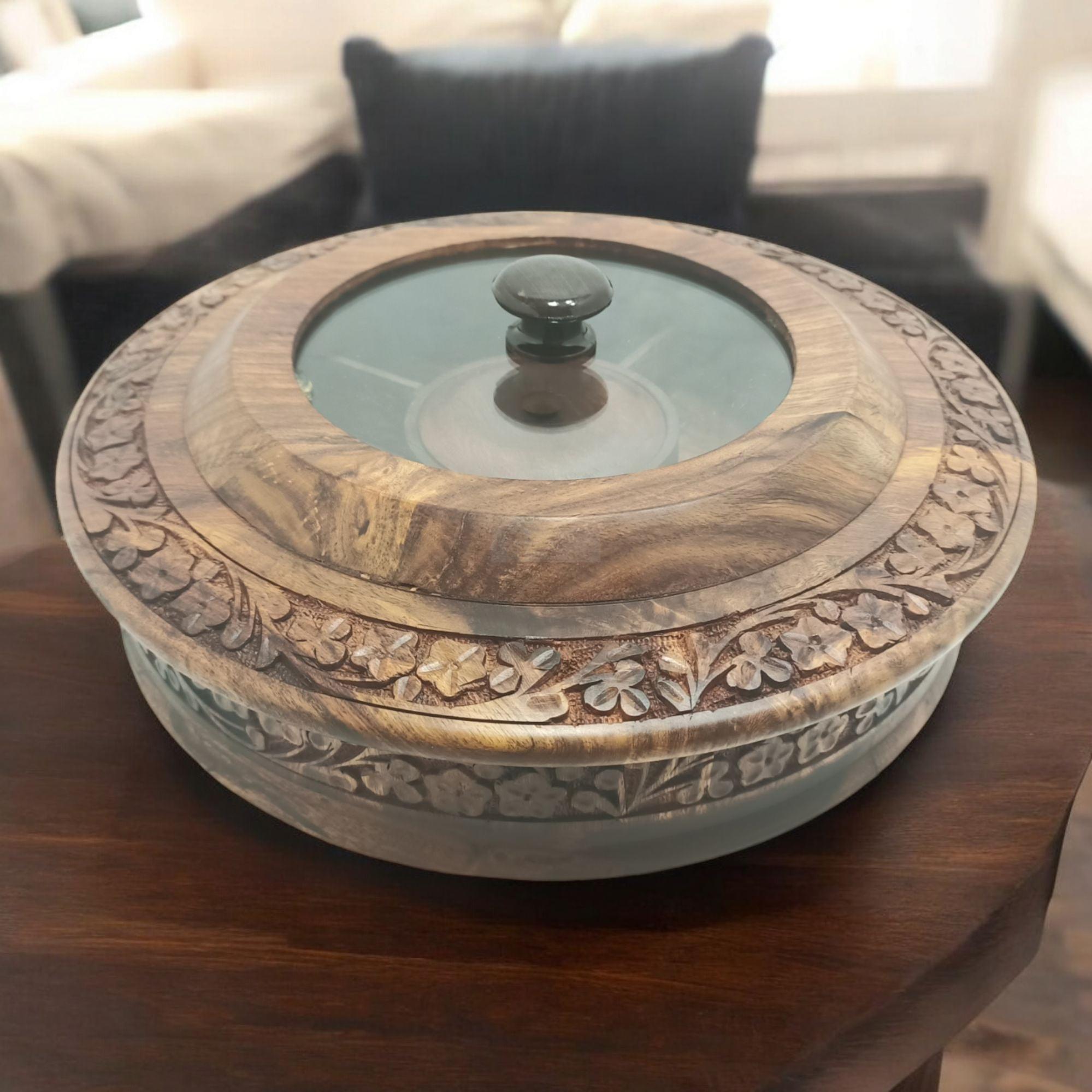 Sheesham Handcrafted Dry Fruits Tray-Trays-BEESARI